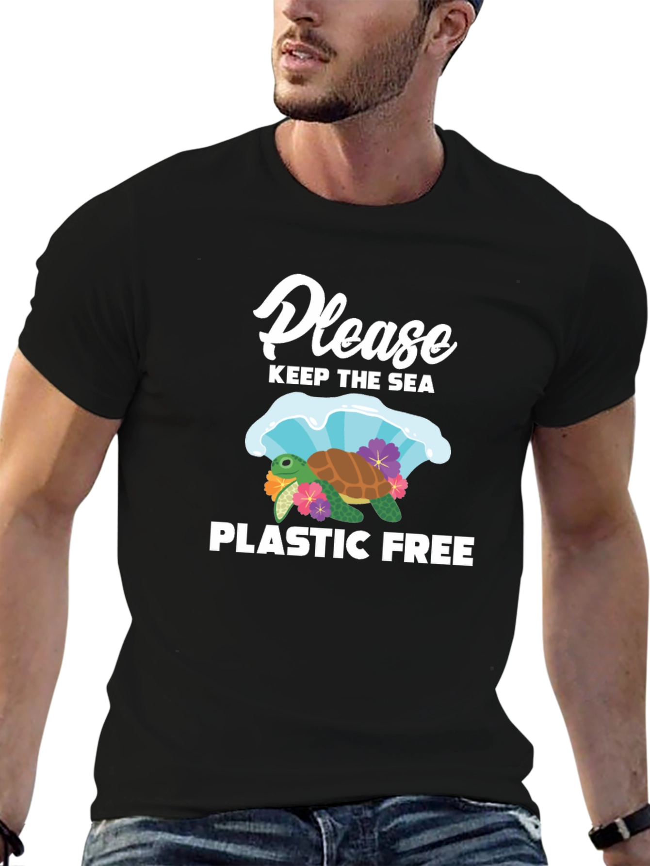 Black Keep the Sea Plastic Free T-Shirt view 6