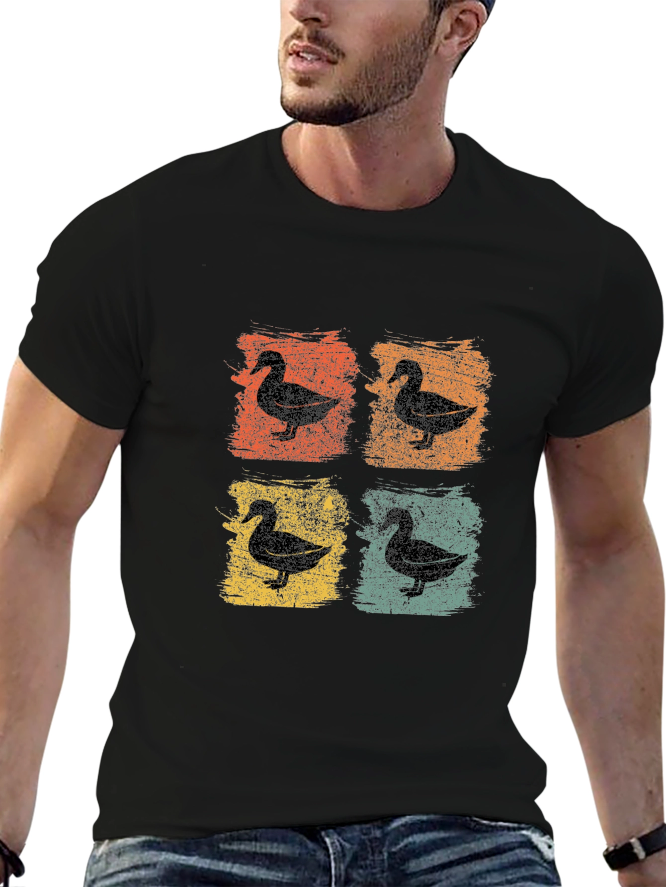 Black Retro Duck T-Shirt - Vintage Style Graphic Tee view 6