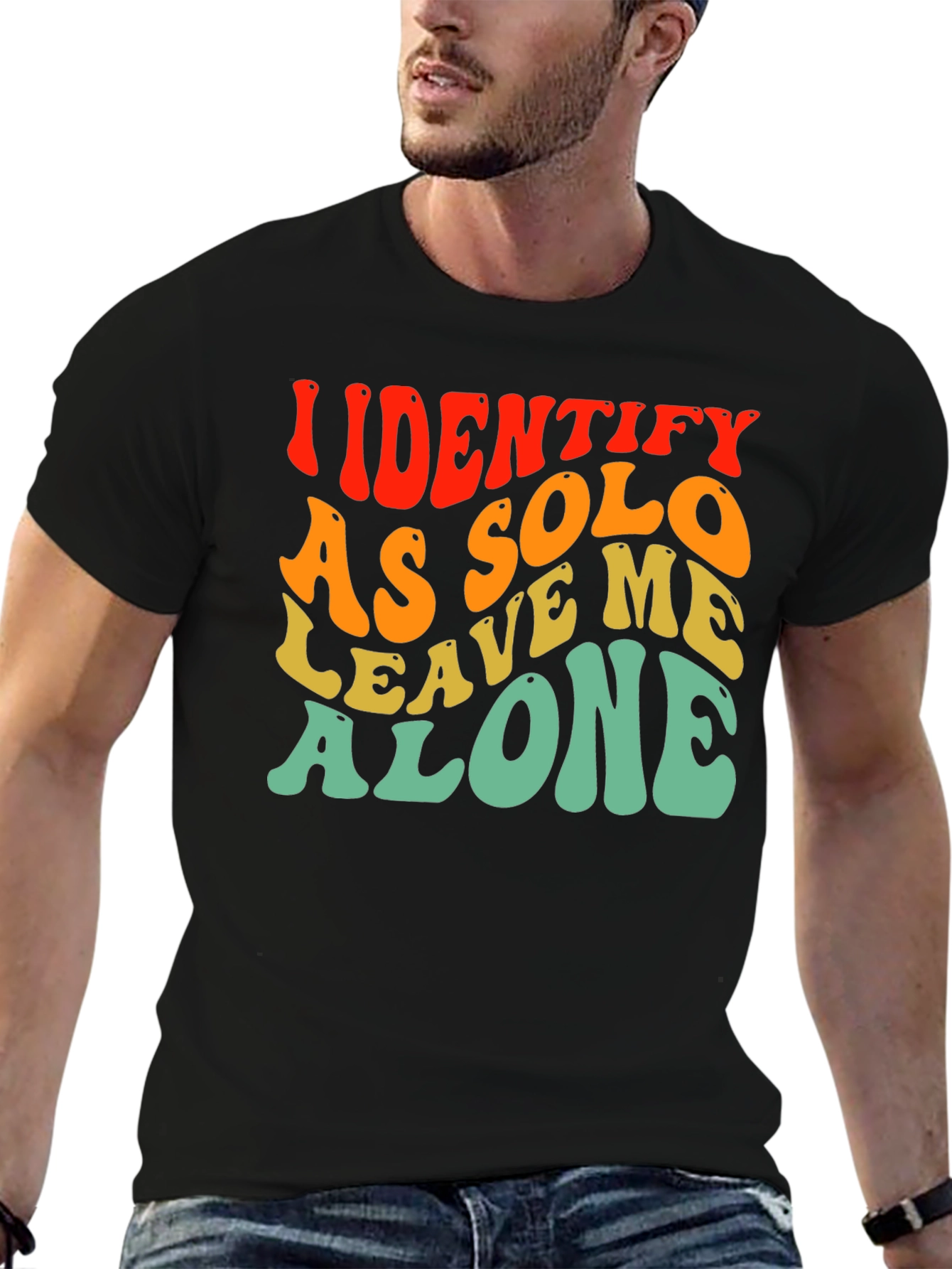 Black Identify As Solo T-Shirt - Introvert Tee view 6
