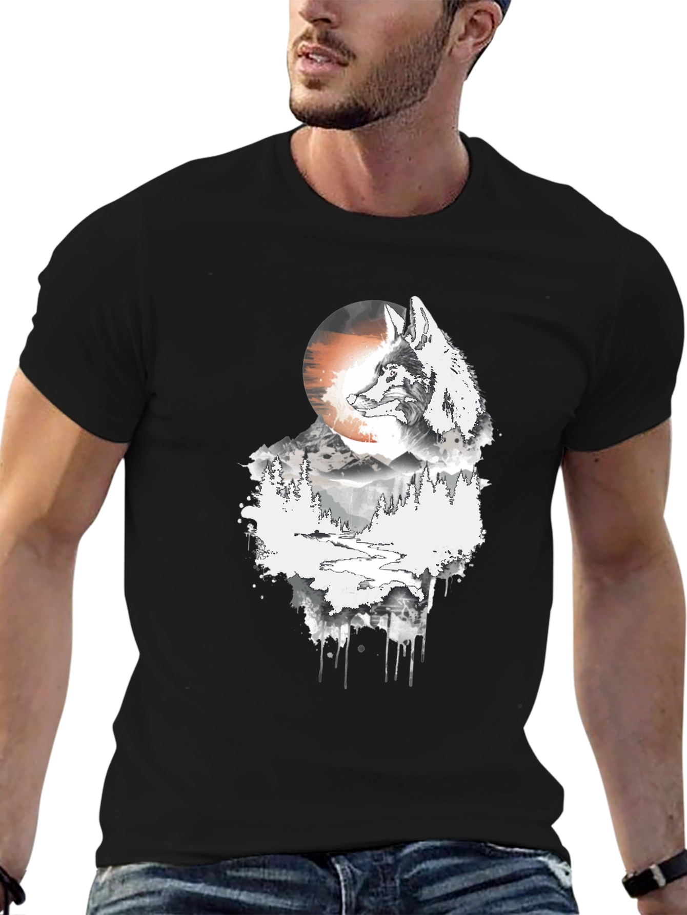 Wolf Moon Graphic Tee - Men's Black T-Shirt - 6