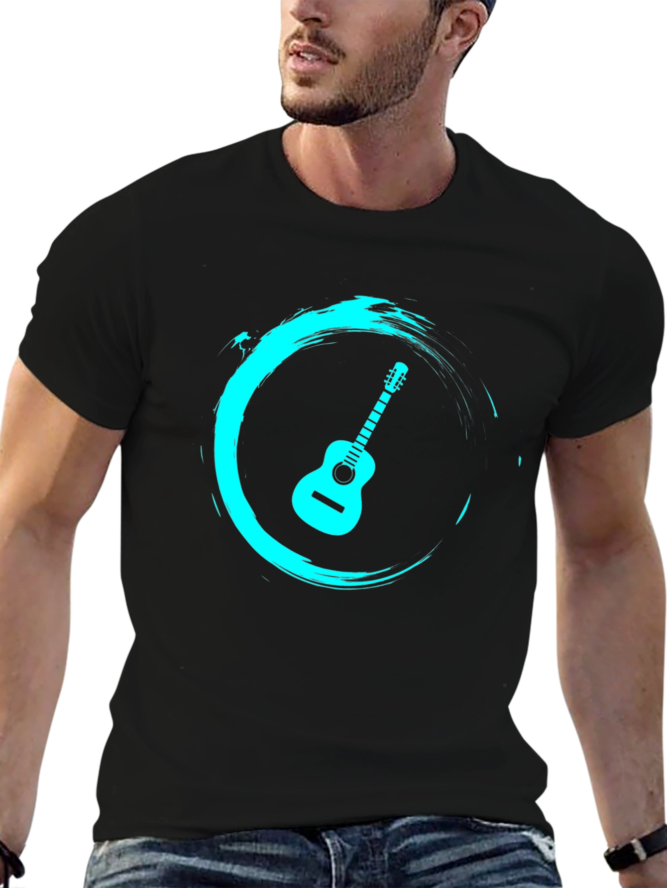 Black Acoustic Guitar Graphic Tee - Stylish and Unique view 6