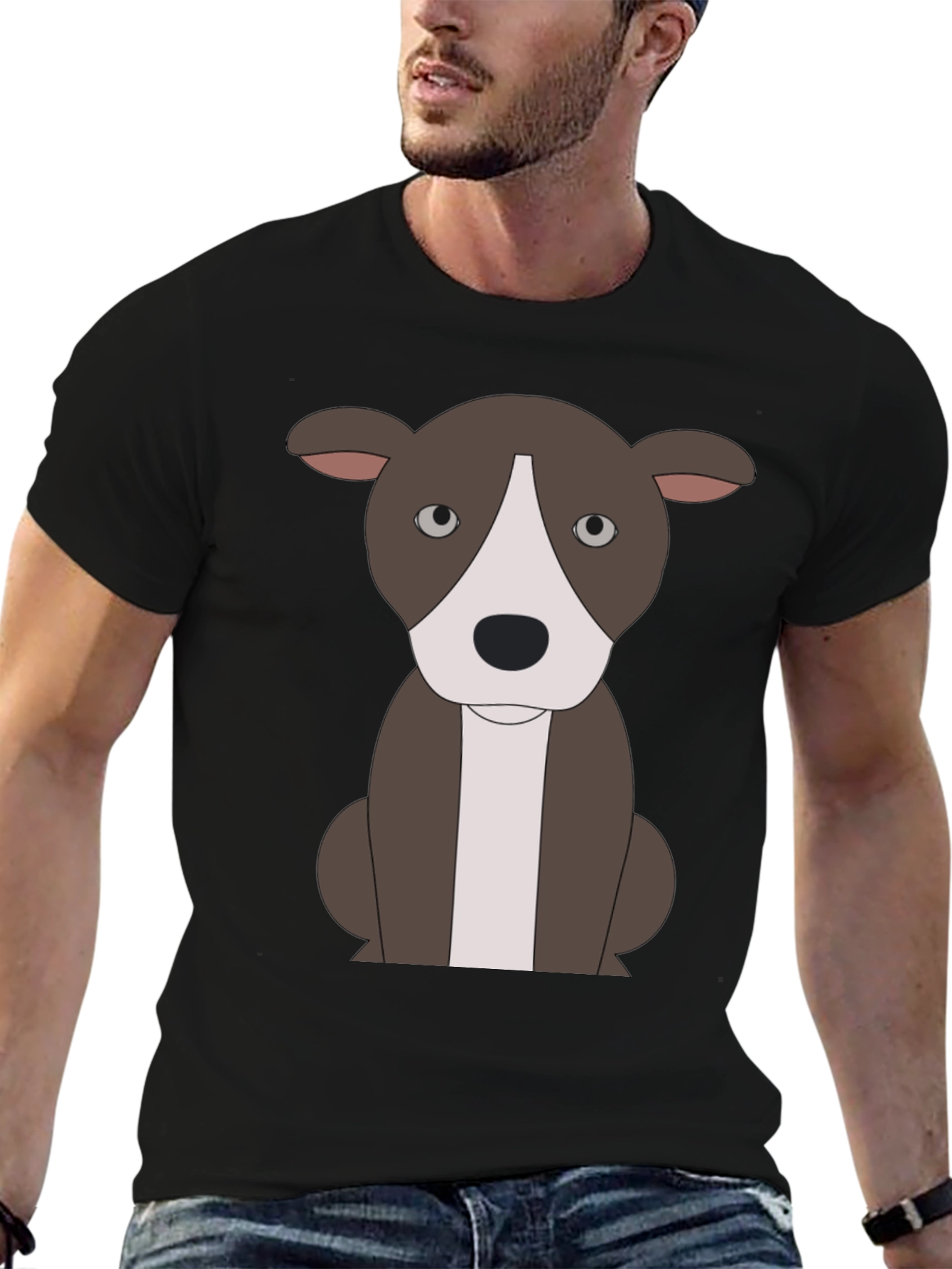 Black Cartoon Pitbull T-Shirt - Black view 6