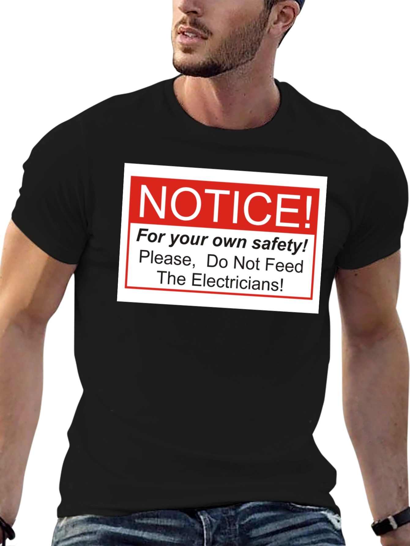 Black Notice! Do Not Feed The Electricians T-Shirt view 6