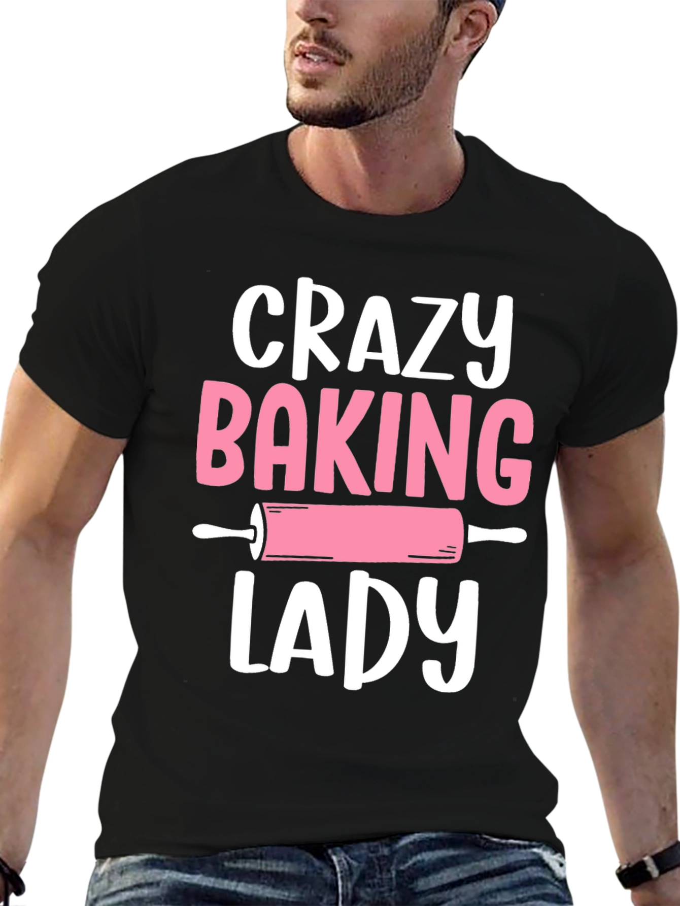 Black Crazy Baking Lady Graphic Tee - Black view 6