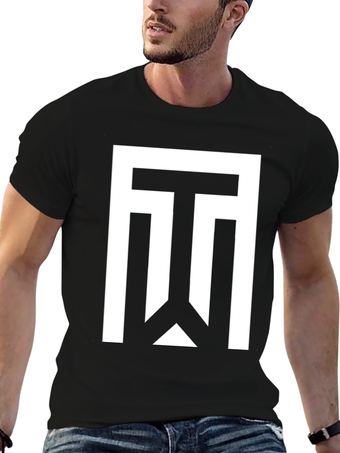 Black Geometric Logo Black T-Shirt view 6