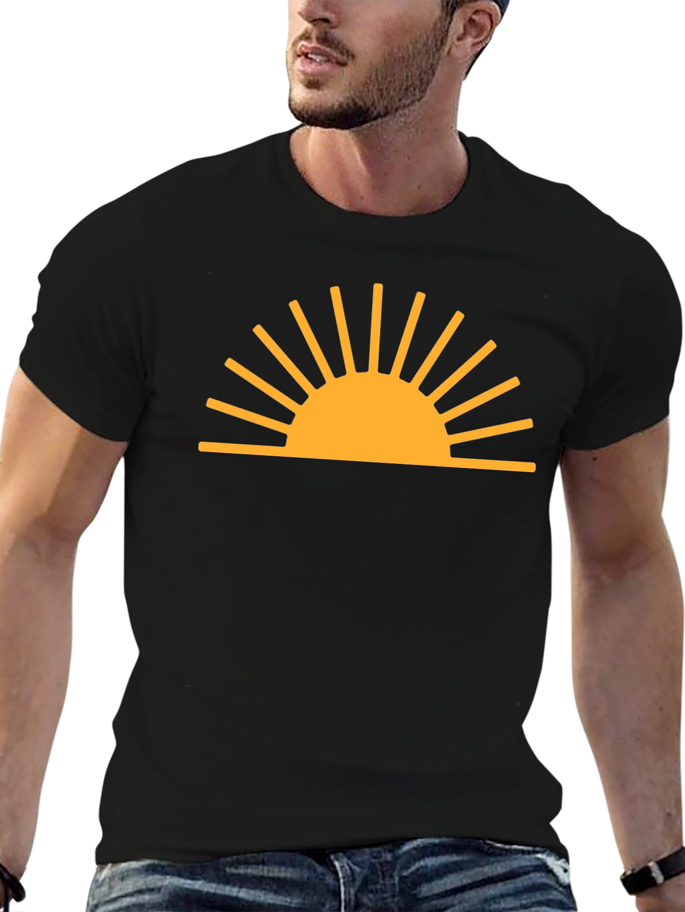 Black Sunrise Graphic Black T-Shirt view 6