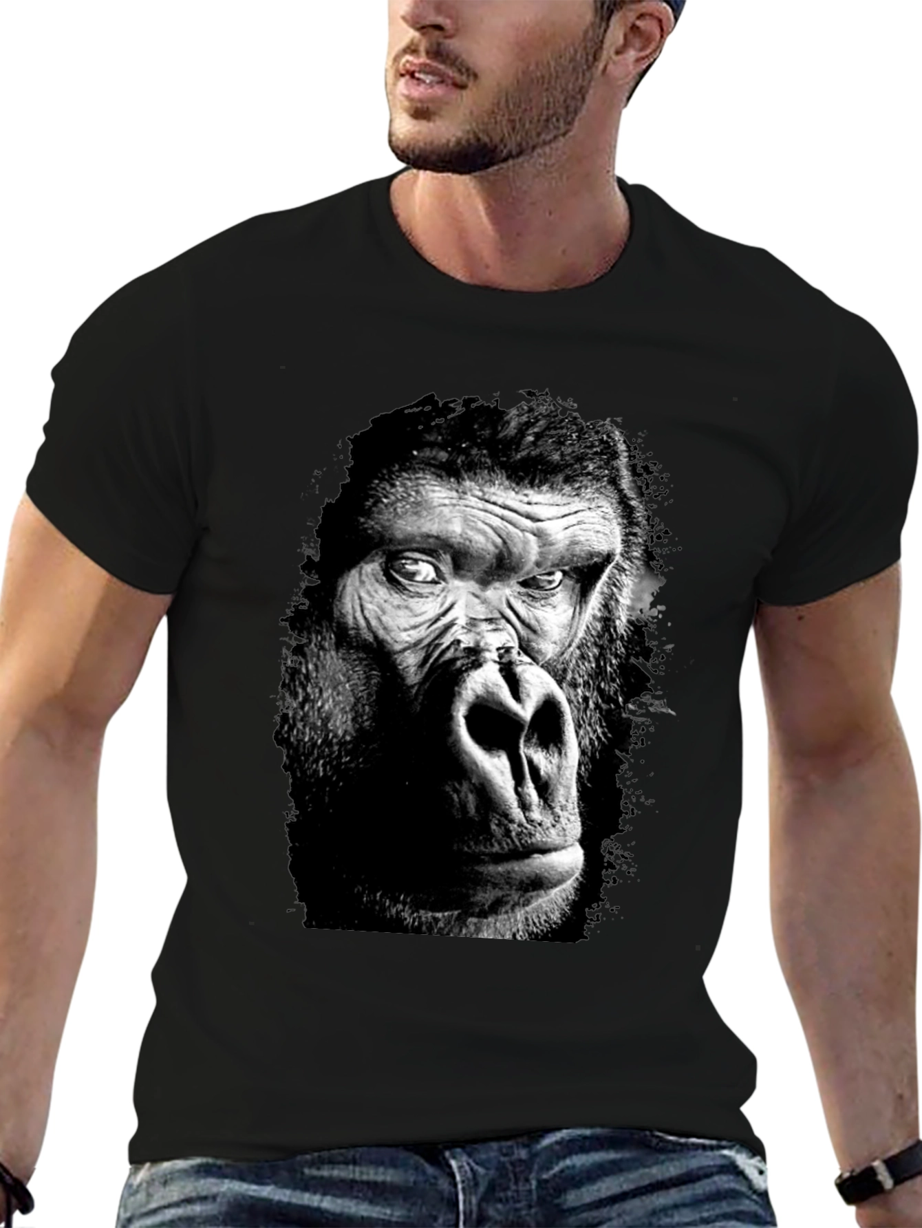 Black Gorilla Graphic Black T-Shirt view 6