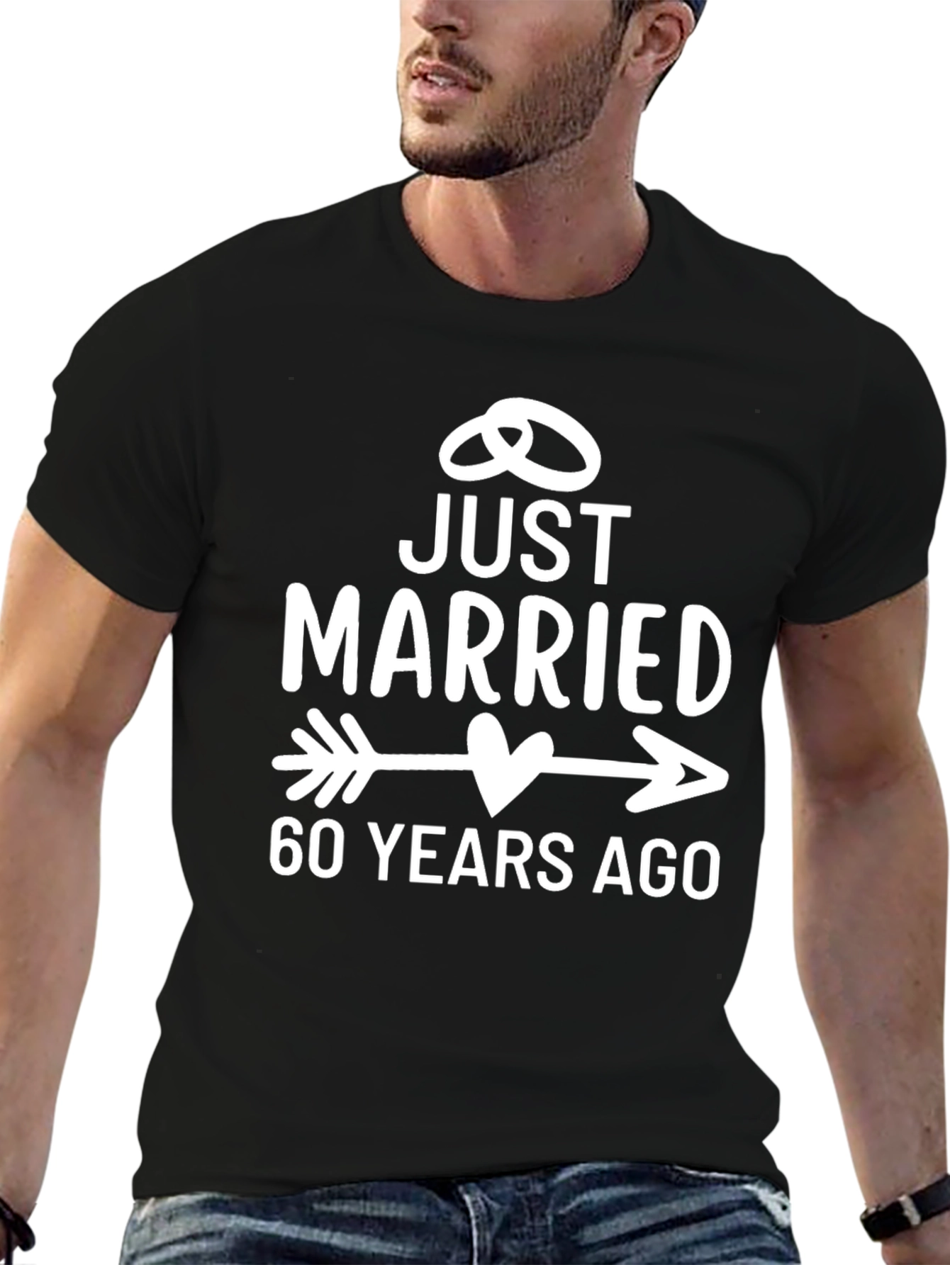 Black Just Married 60 Years Ago Anniversary T-Shirt view 6