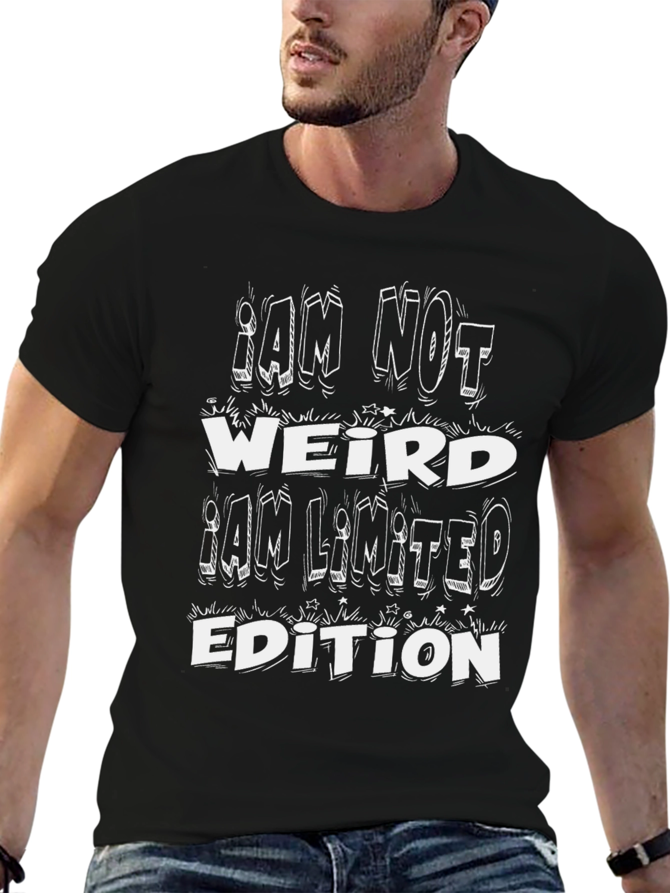 Black I AM NOT WEIRD T-Shirt - Limited Edition Funny Graphic Tee view 6