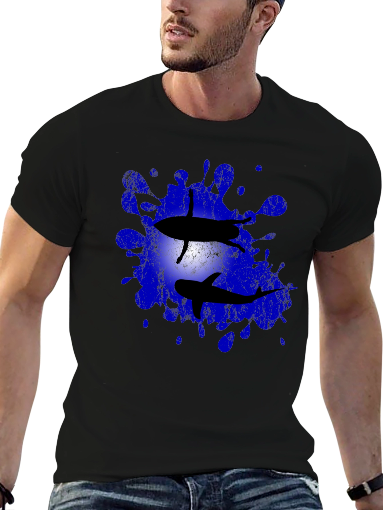 Black Shark Splash Tee - Unique Graphic T-Shirt view 6