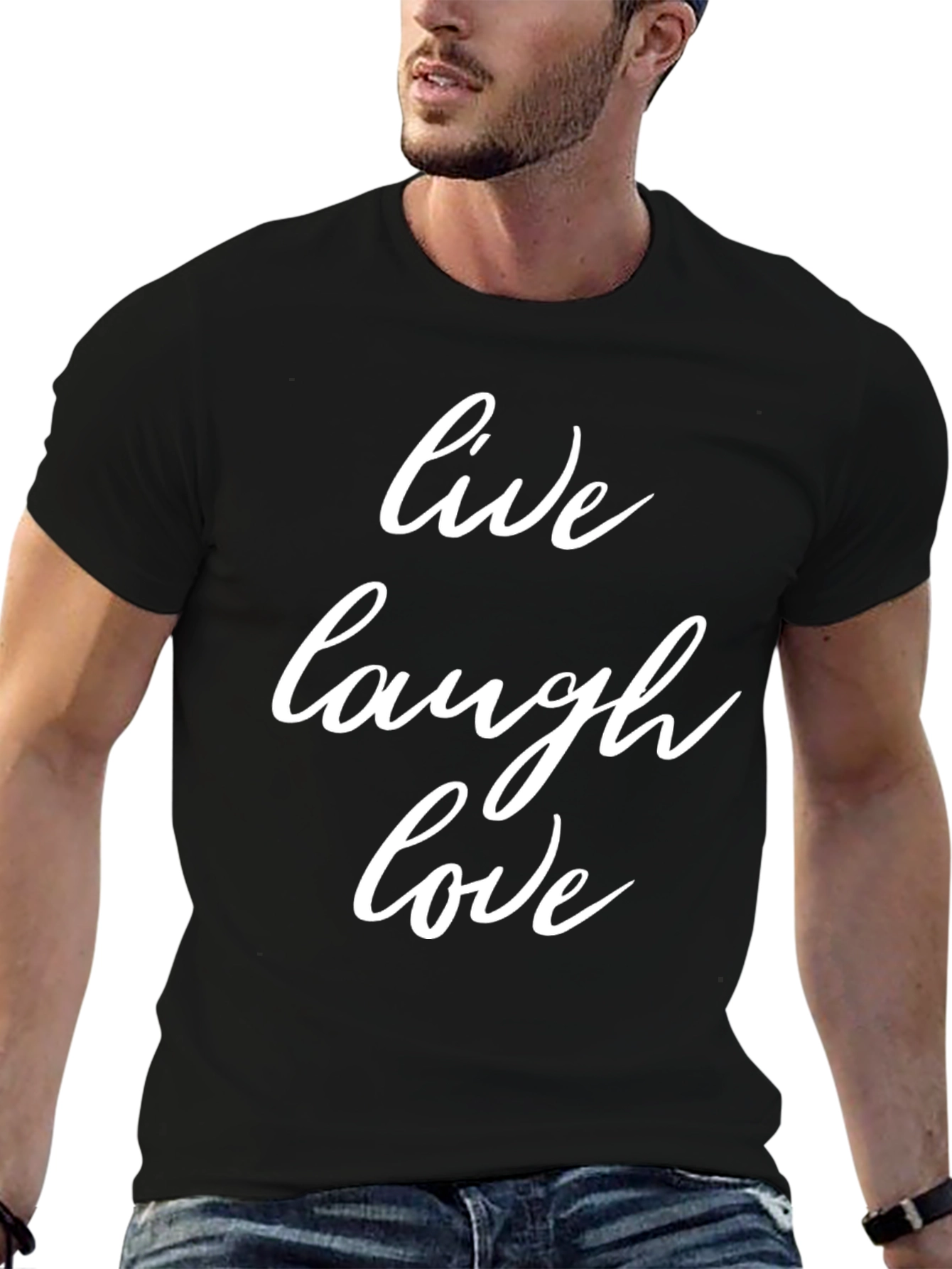 Black Live Laugh Love Black Graphic Tee view 6