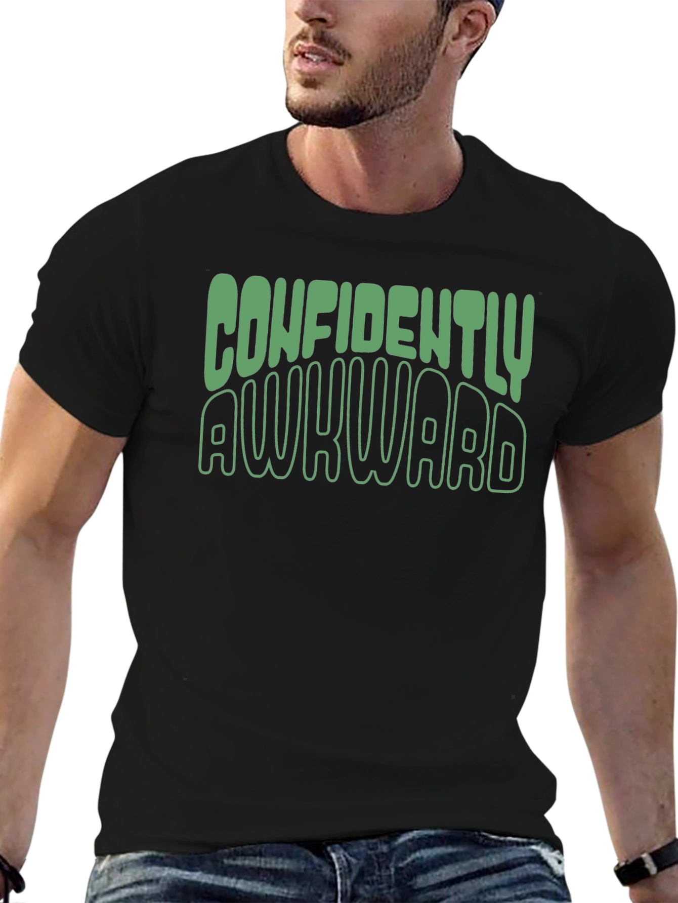 Black Confidently Awkward Graphic Tee - Soft Cotton Blend view 6