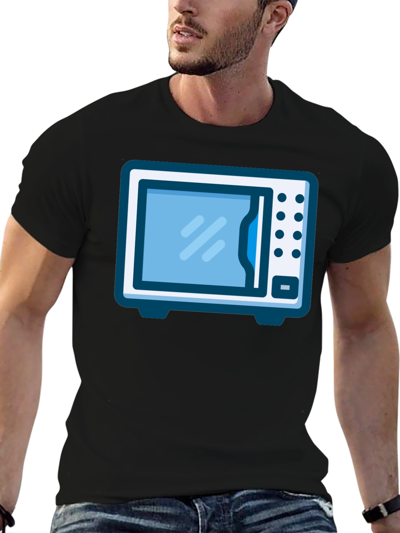 Black Microwave T-Shirt - Funny Cooking Shirt view 6