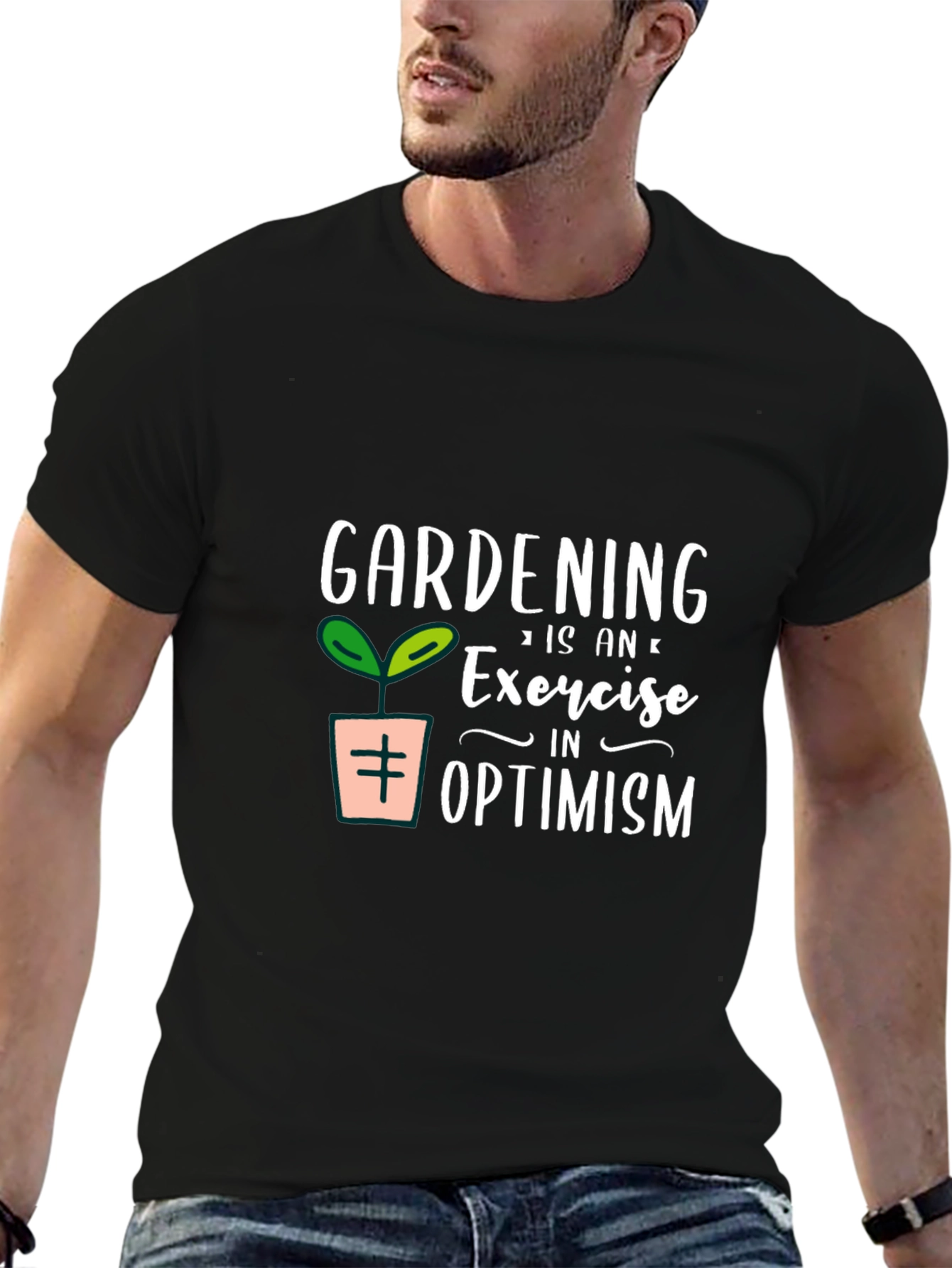 Gardening Optimism Graphic Tee - Black Cotton - 6