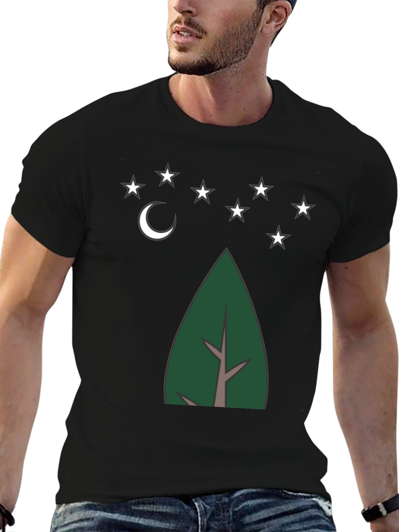 Black Nature's Night Tee - Tree, Moon, and Stars Design view 6