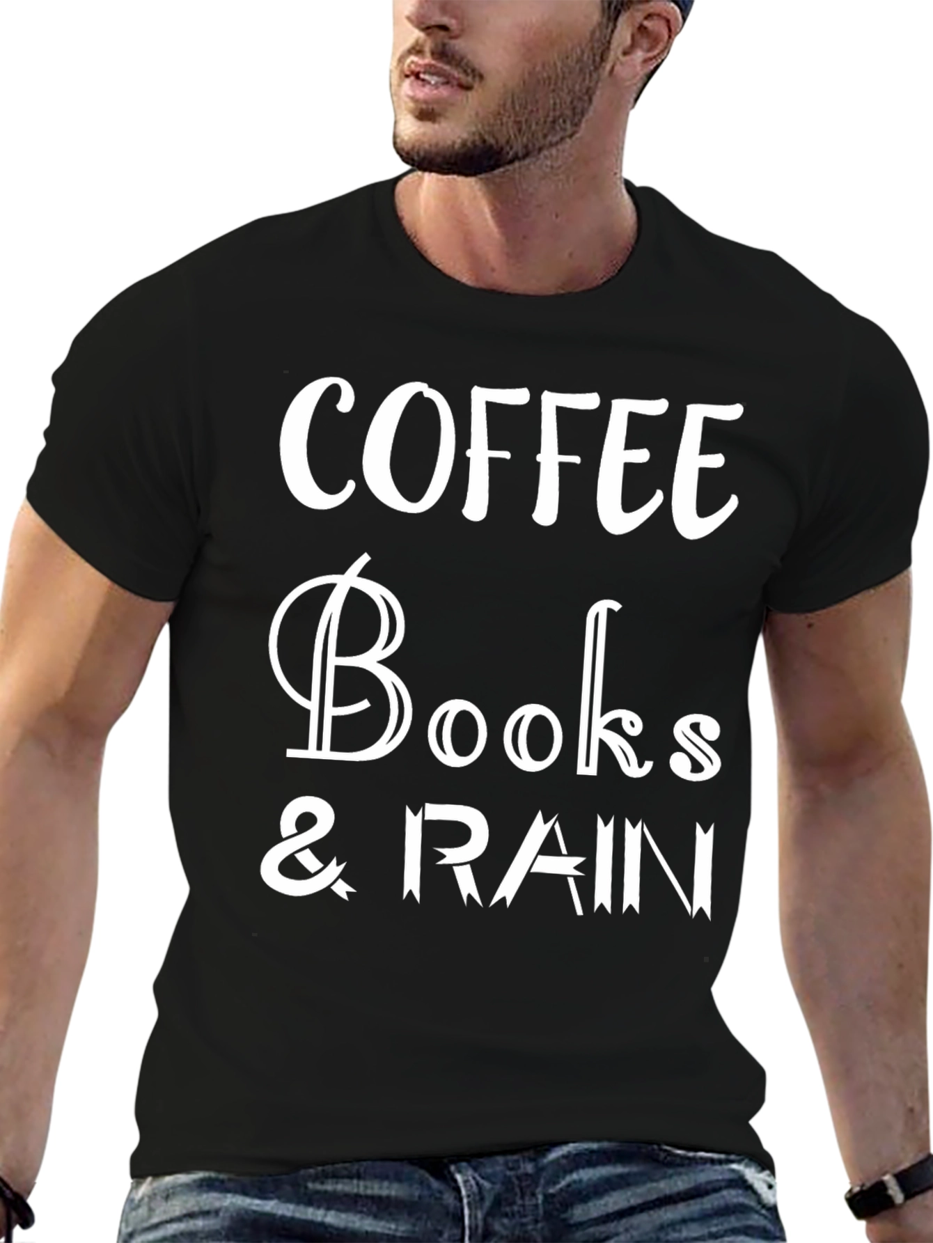Black Coffee, Books & Rain T-Shirt view 6