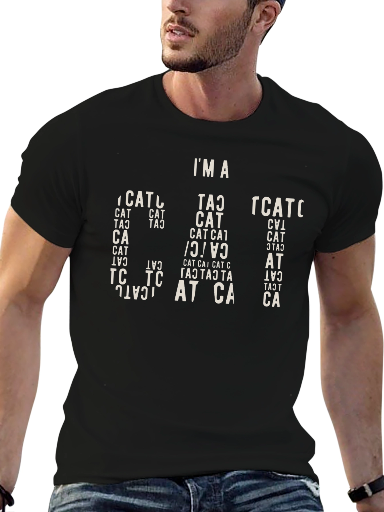 Black I'm A Cat T-Shirt - Graphic Tee - Novelty Cat Lover Gift view 6