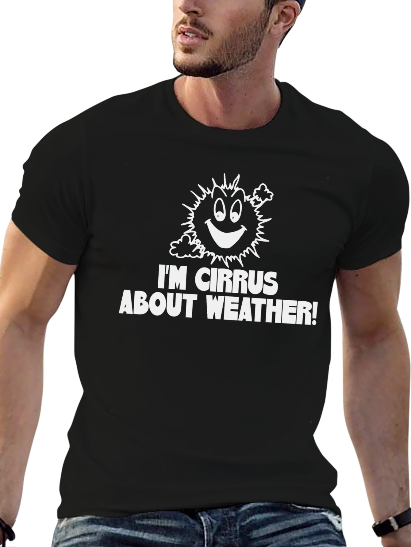 Black I'm Cirrus About Weather! Black T-Shirt view 6