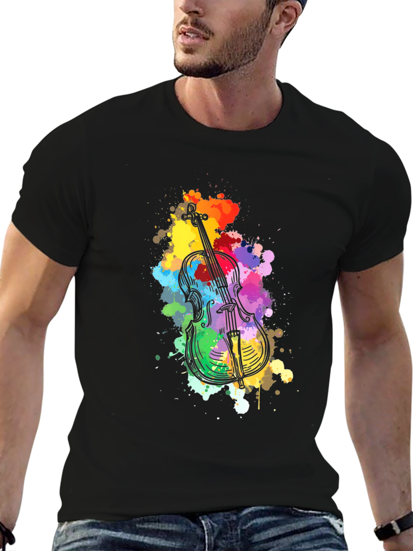 Black Violin Art T-Shirt - Music Lover Tee view 6