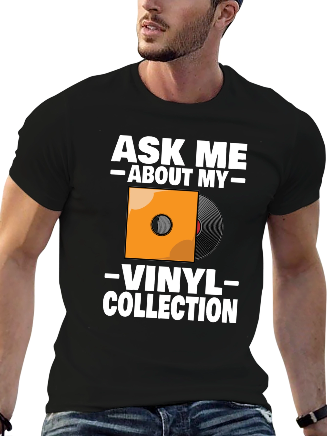 Black Ask Me About My Vinyl Collection T-Shirt view 6