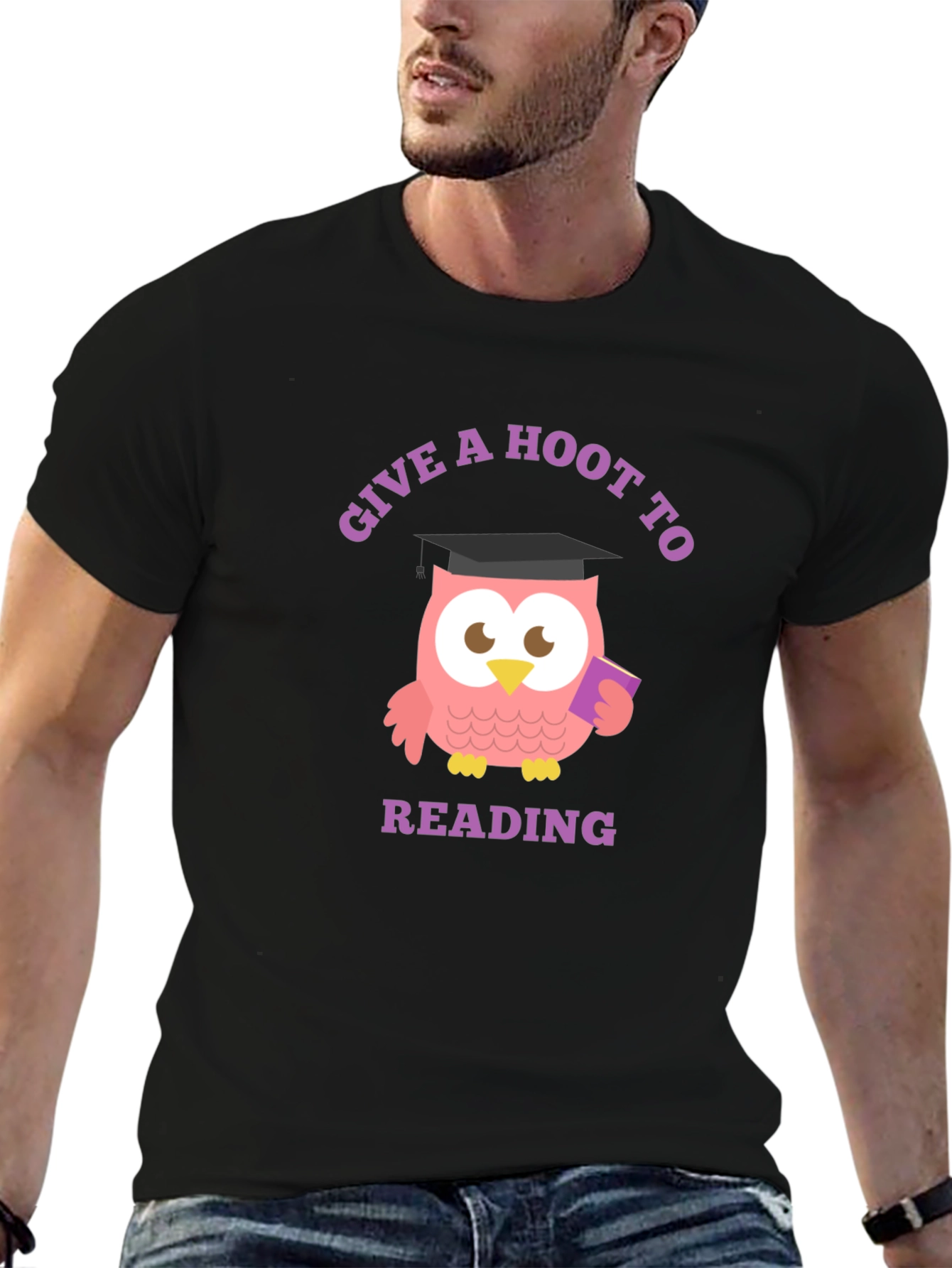 Give a Hoot to Reading Black T-Shirt - 6