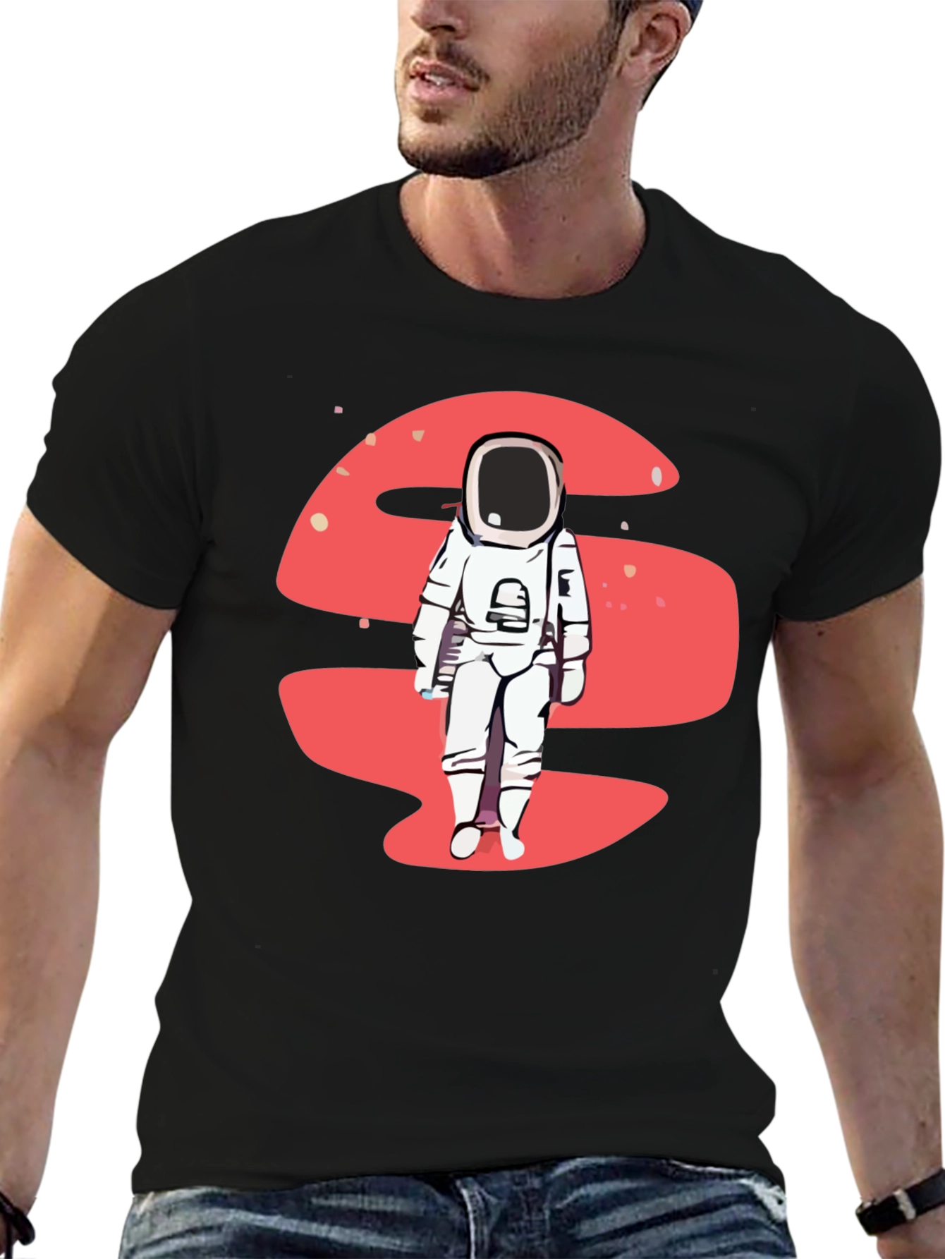 Black Astronaut Graphic Tee - Black Crew Neck view 6