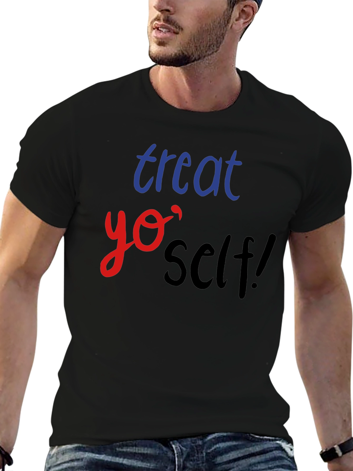 Black Treat Yo' Self Black T-Shirt view 6