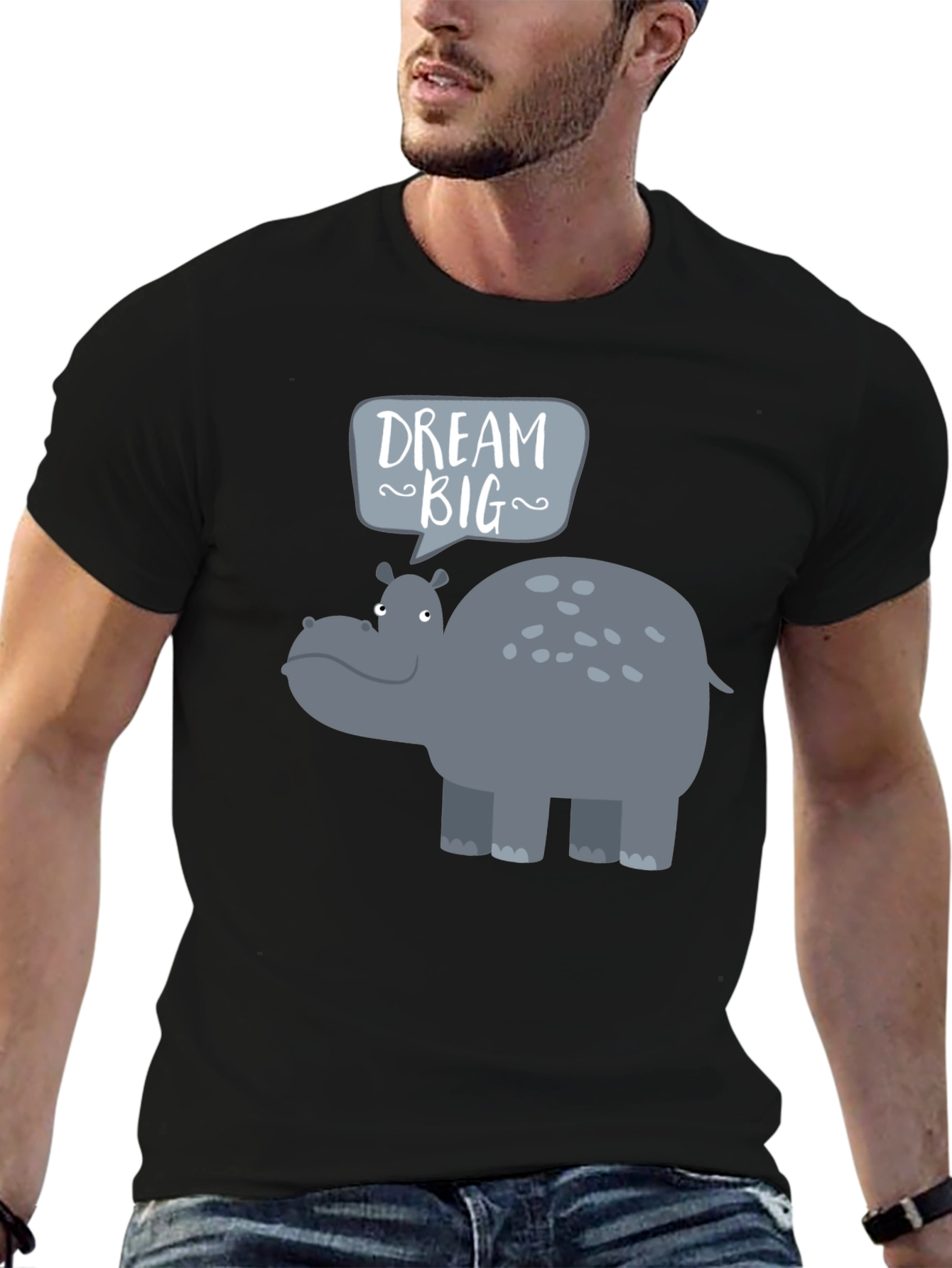 Black Dream Big Hippo Graphic Tee view 6