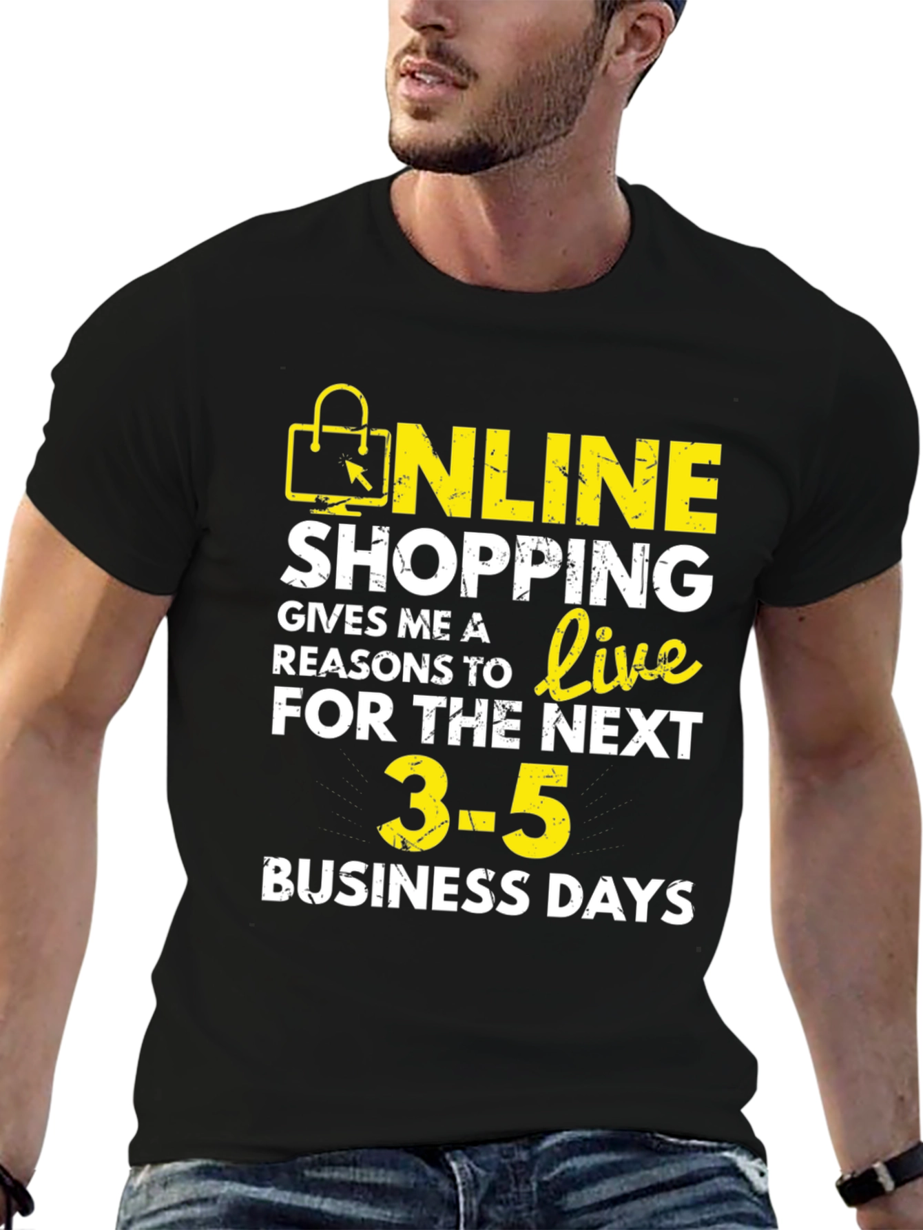 Black Online Shopping T-Shirt - Live for the Next 3-5 Days! view 6