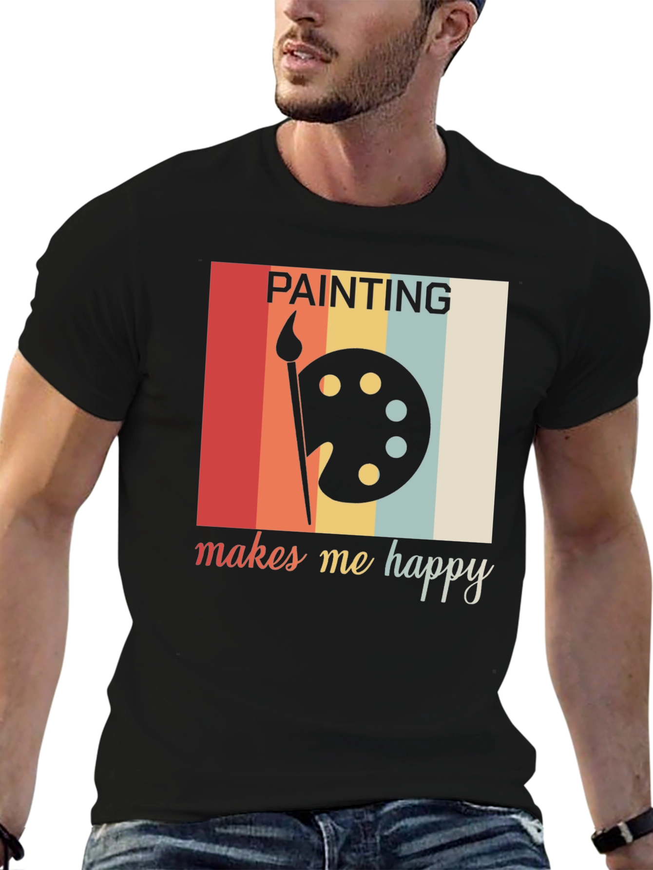 Black Painting Makes Me Happy Graphic Tee view 6