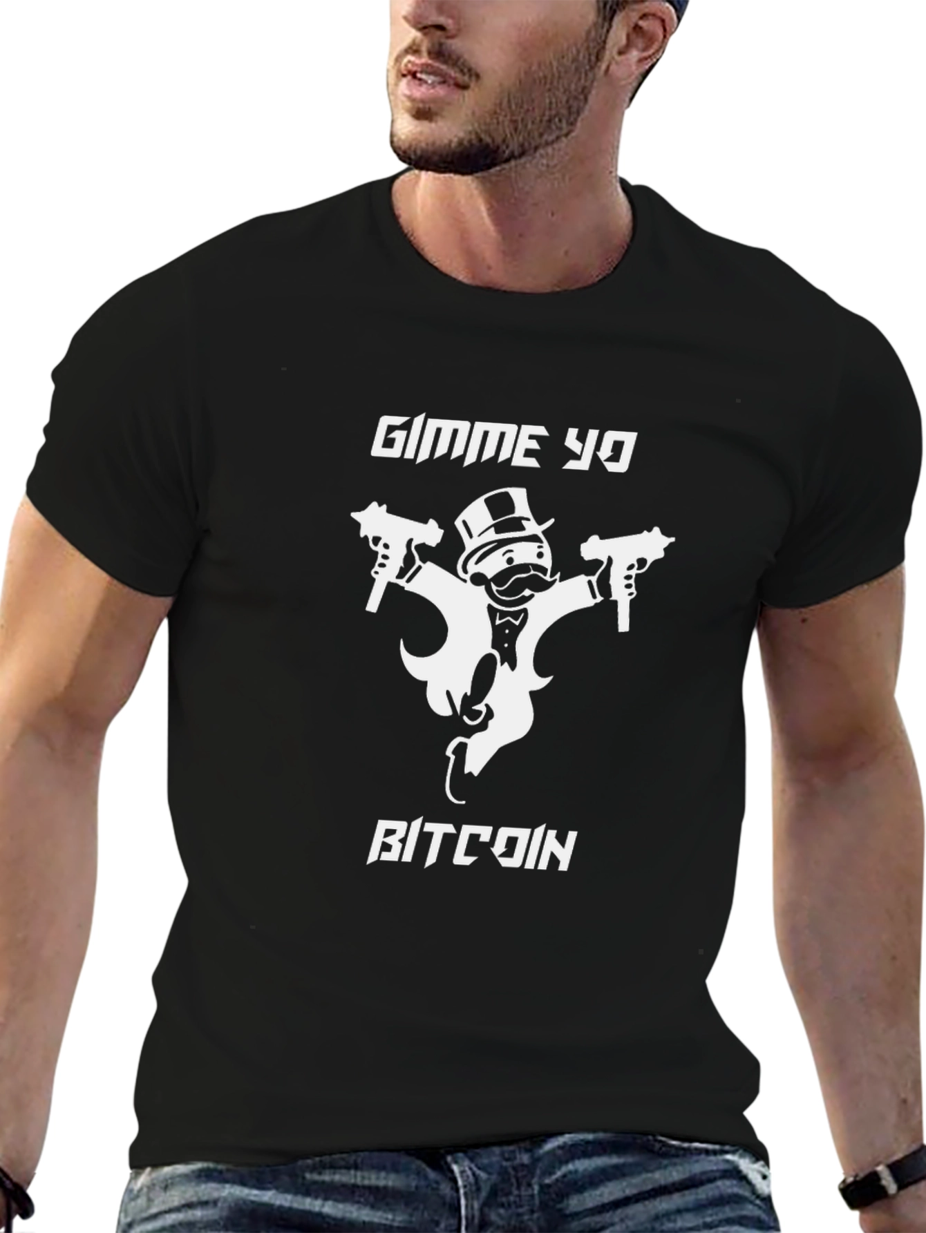 Black Gimme Yo Bitcoin Graphic Tee view 6