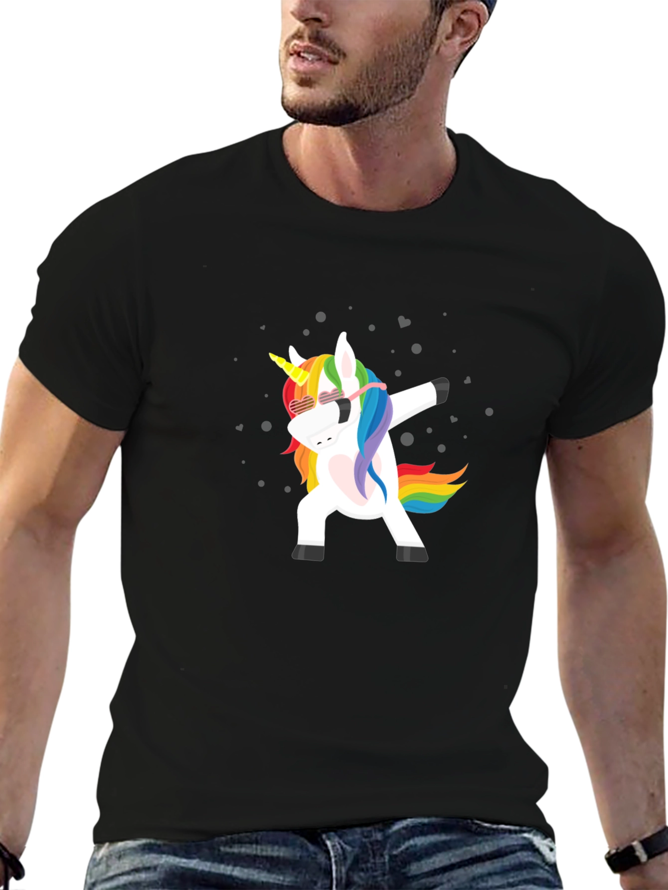 Black Unicorn Dabbing T-Shirt view 6