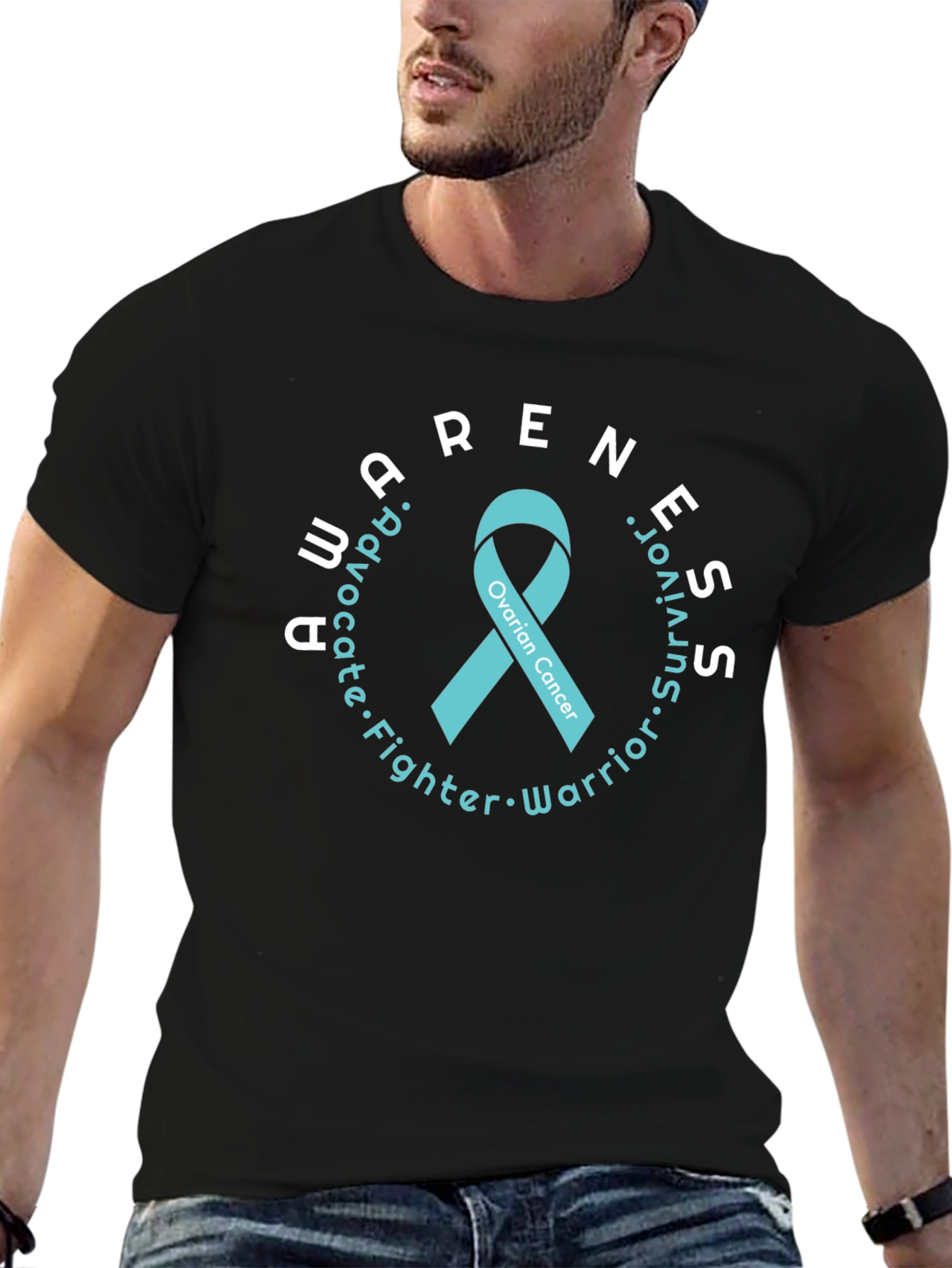 Ovarian Cancer Awareness T-Shirt - Advocate, Fighter, Survivor - 6
