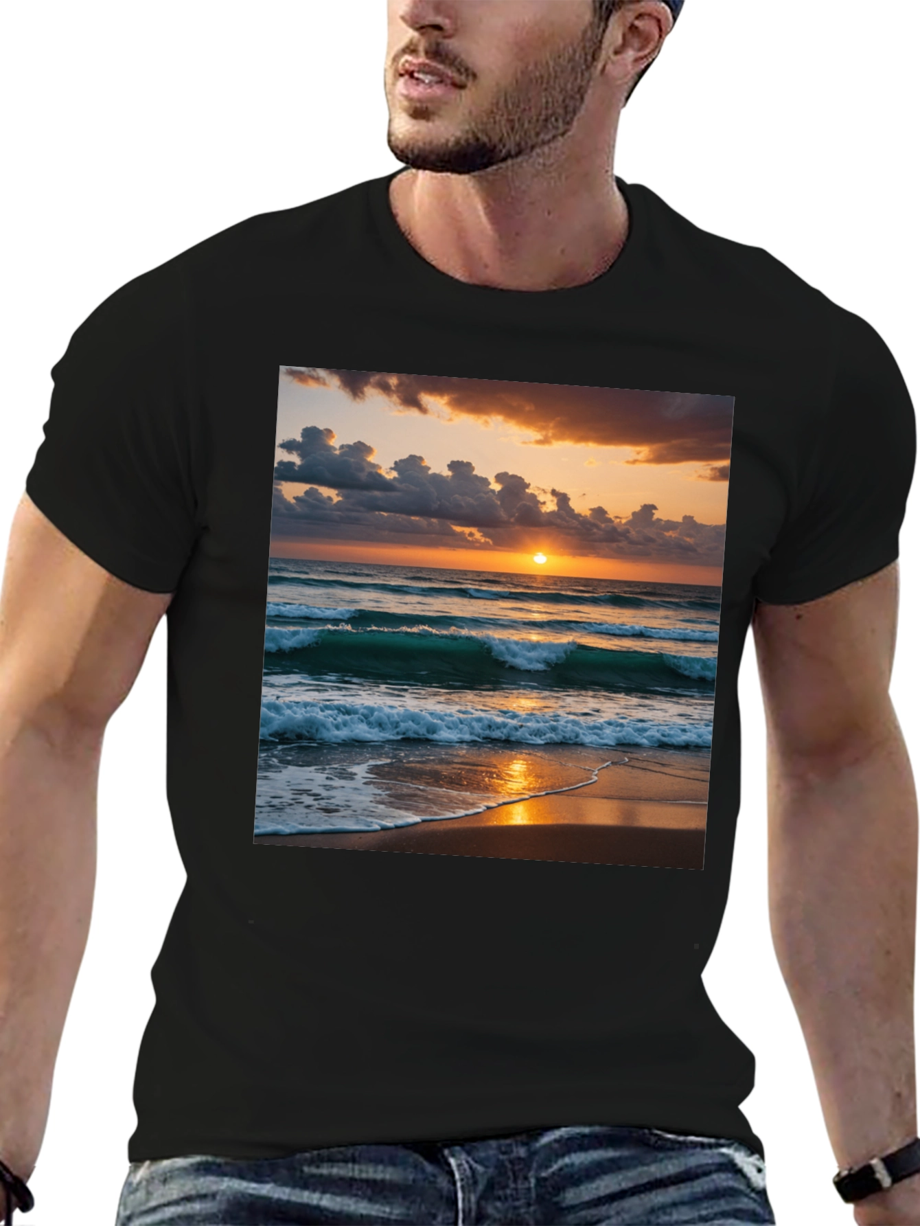 Black Sunset Beach T-Shirt view 6