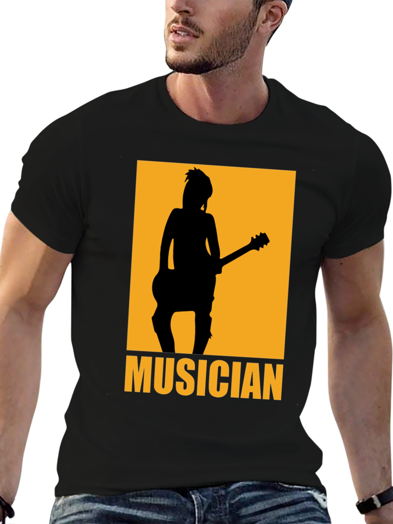 Black Musician Silhouette Graphic T-Shirt - Black view 6