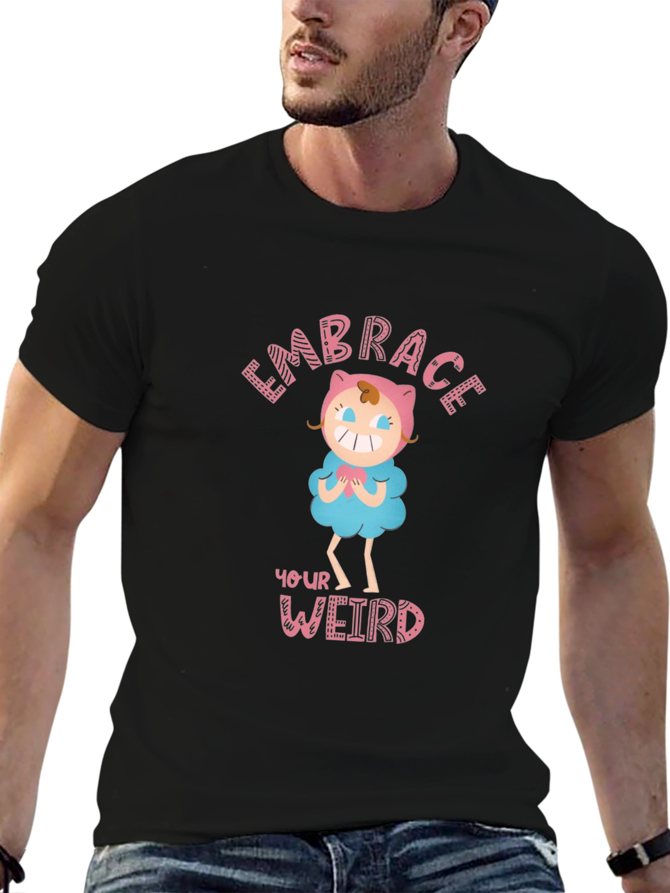 Black Embrace Your Weird Graphic T-Shirt view 6