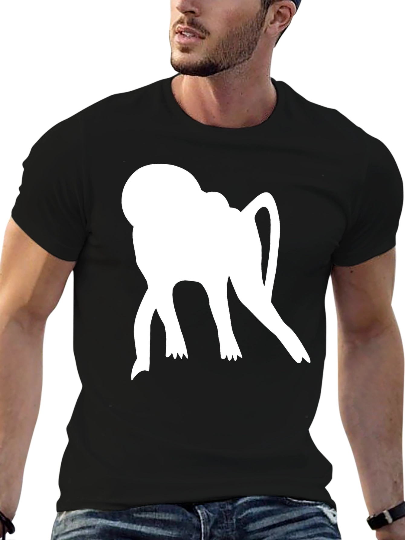 Black Monkey Silhouette Graphic Tee - Casual Style view 6