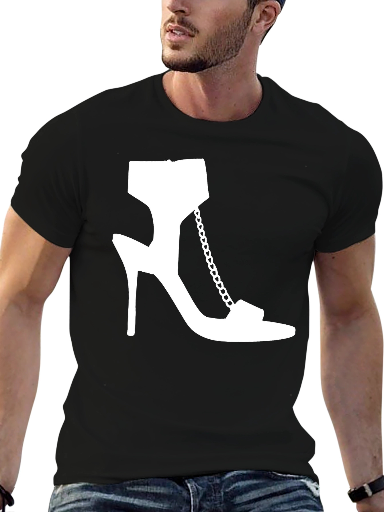 Black High Heel Graphic Tee - Fashion Statement Shirt view 6