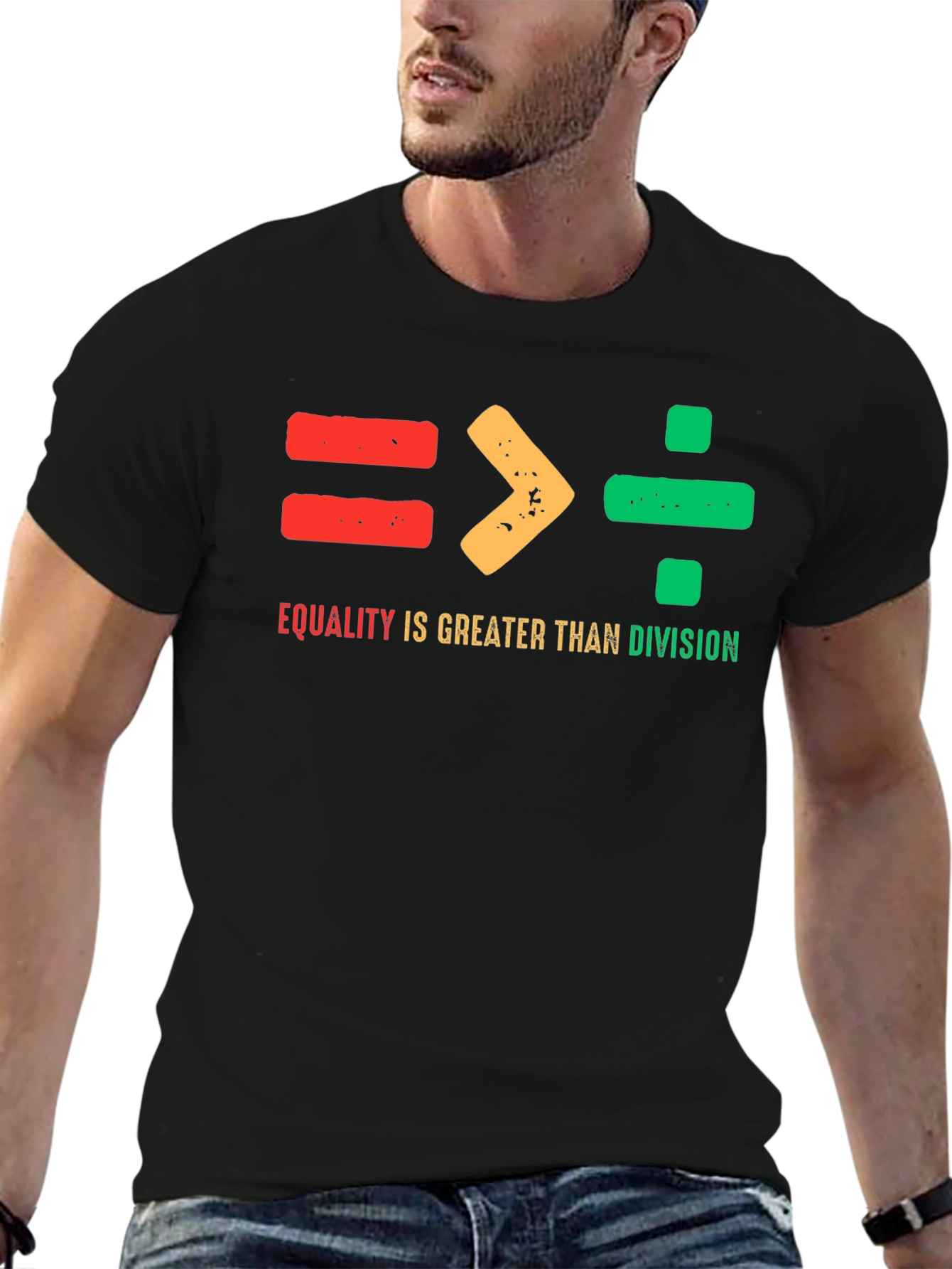 Black Equality is Greater Than Division T-Shirt view 6