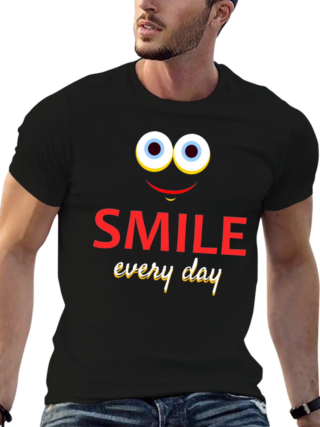 Black Smile Every Day T-Shirt - Fun Graphic Tee view 6