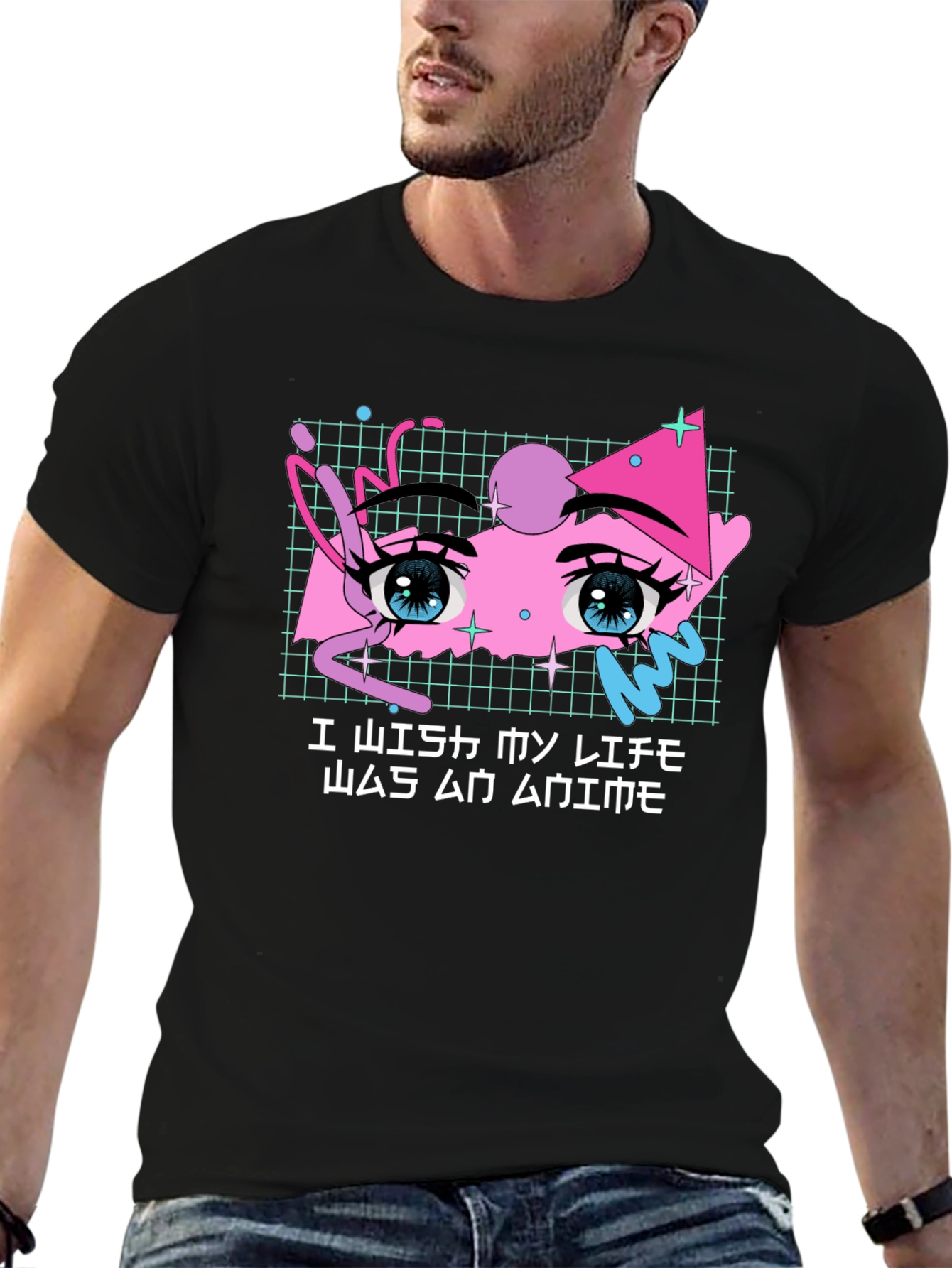 Black Anime Life T-Shirt - Black Graphic Tee view 6