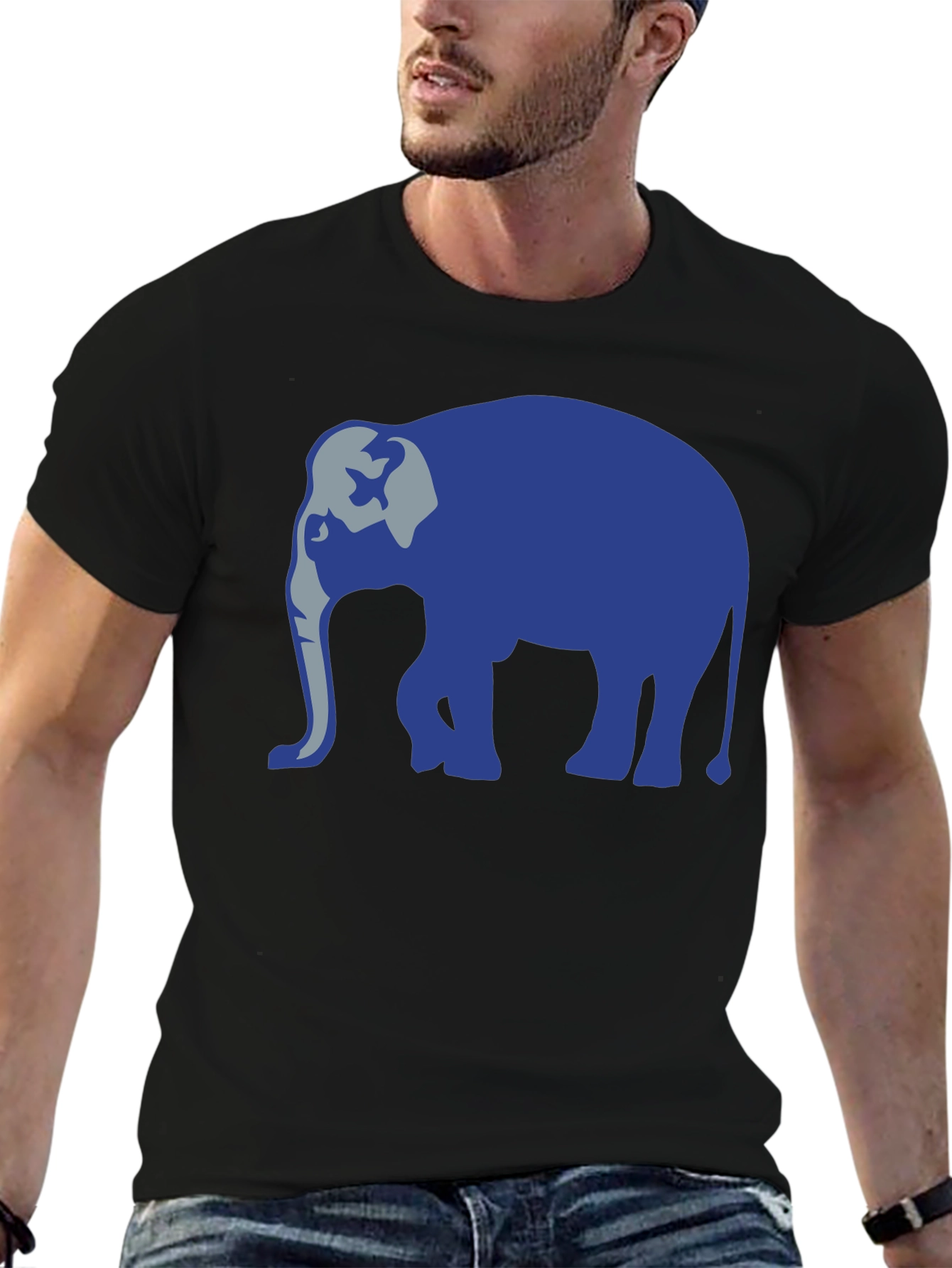 Black Elephant Graphic Tee - Cool Animal Design view 6