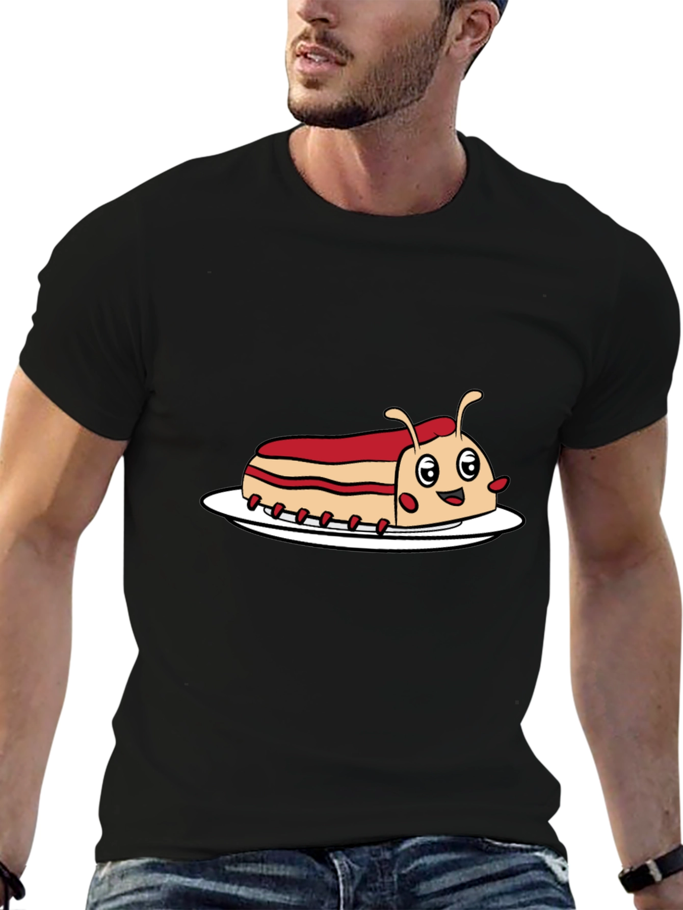 Black Cartoon Sandwich Bug Graphic Tee - Funny Novelty Shirt view 6