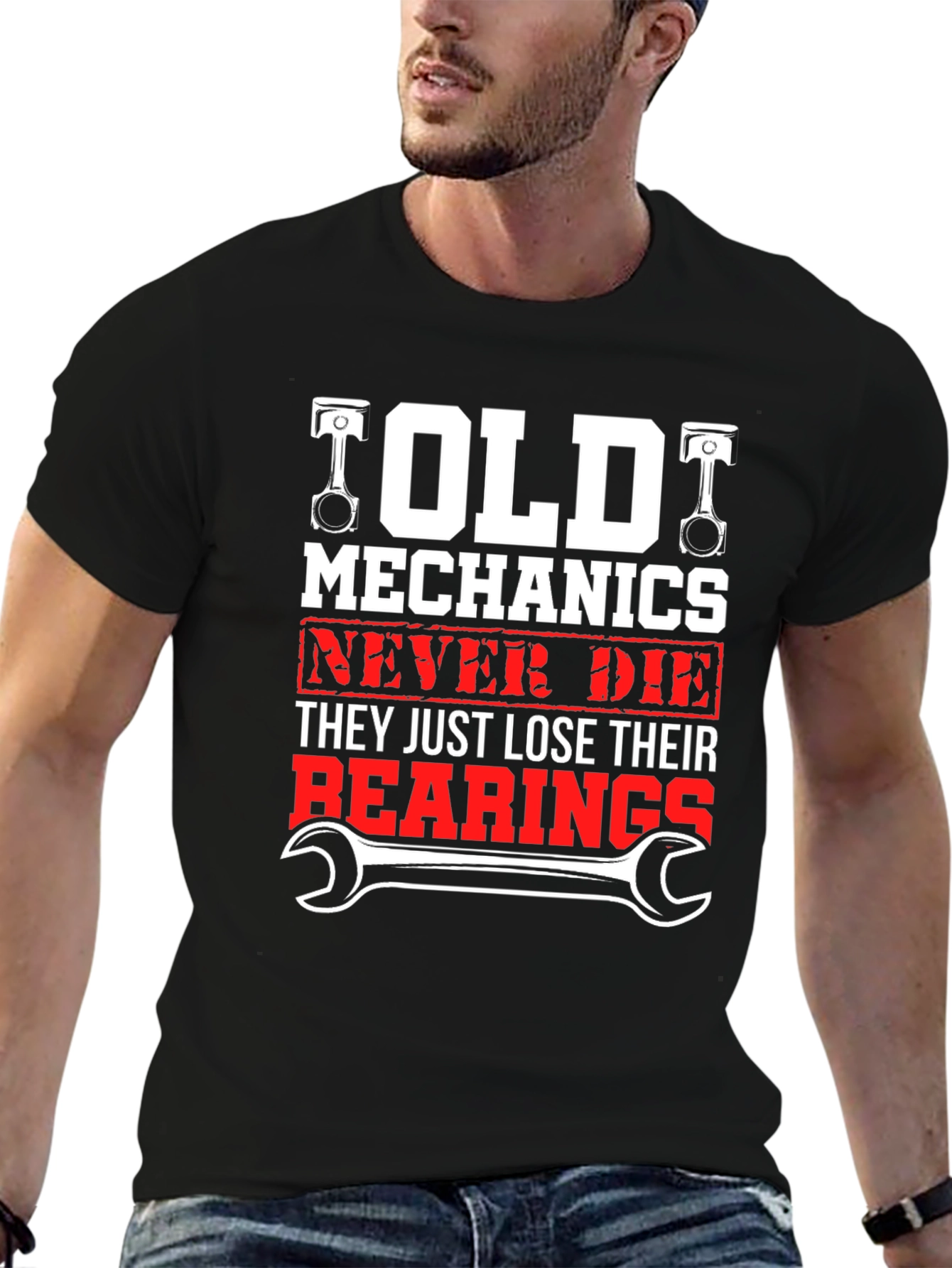 Black Old Mechanics T-Shirt - Never Die, Lose Bearings view 6