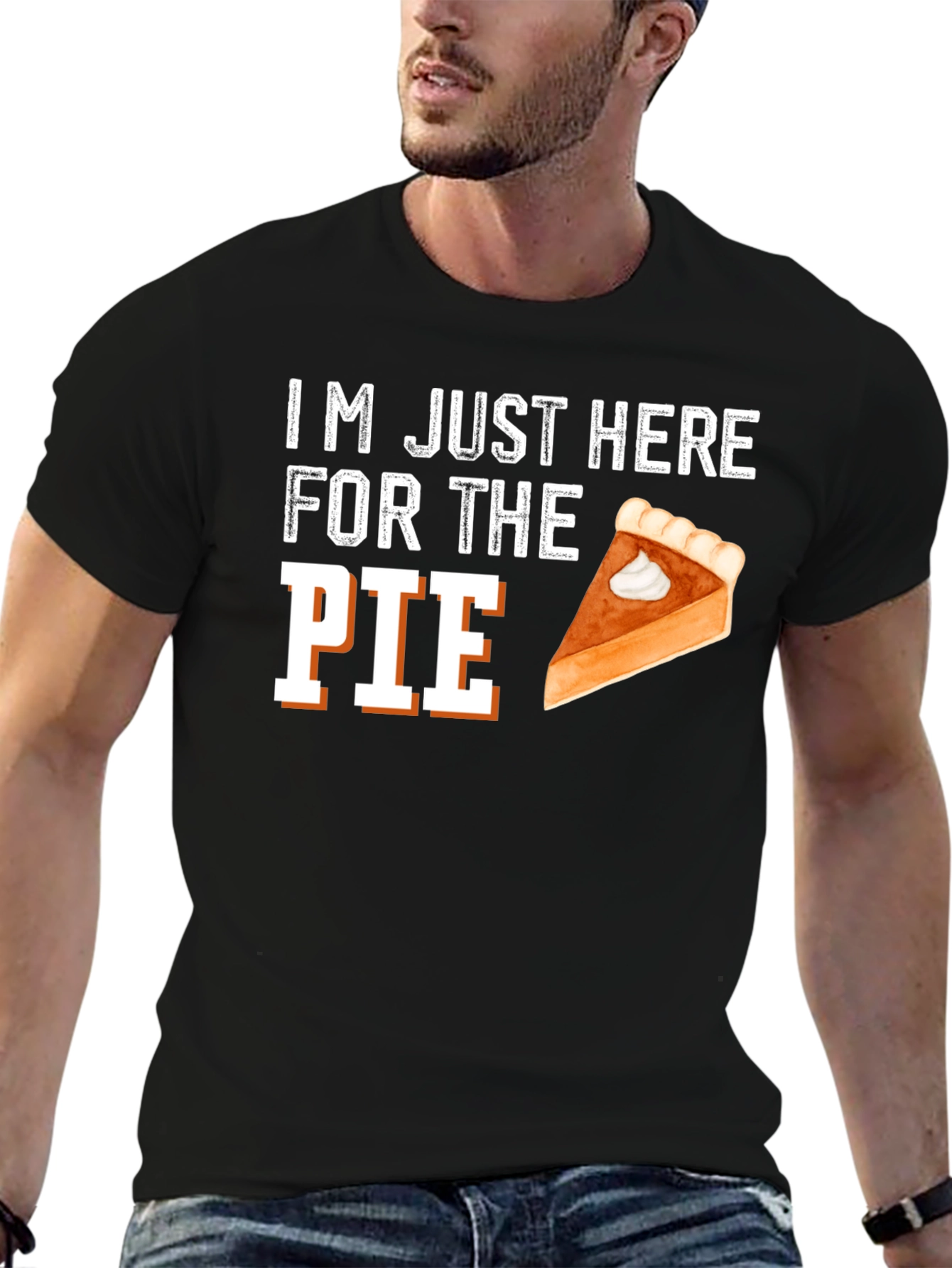 Black I'm Just Here For The Pie Thanksgiving T-Shirt view 6