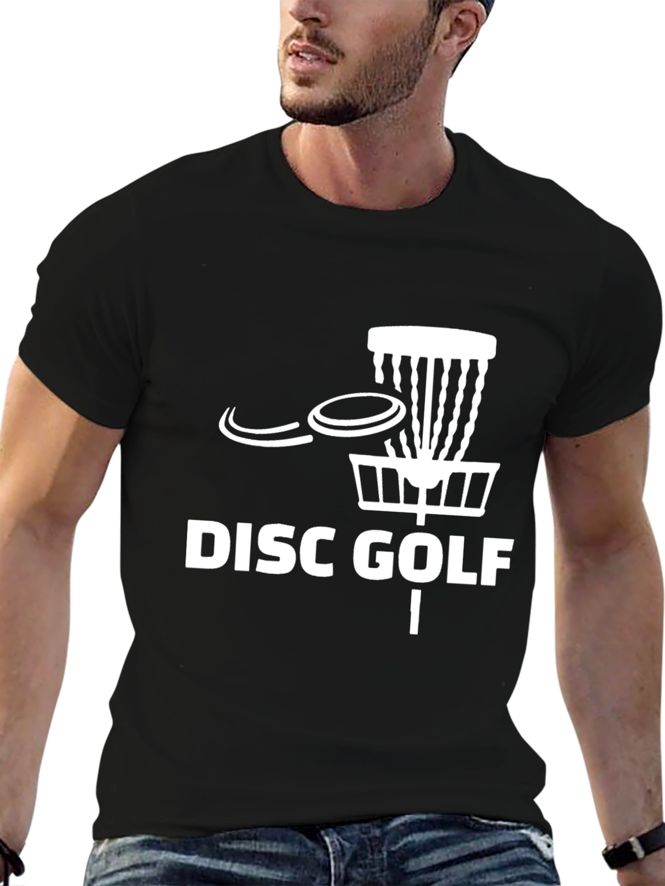 Black Disc Golf T-Shirt - Black Cotton Blend Tee view 6