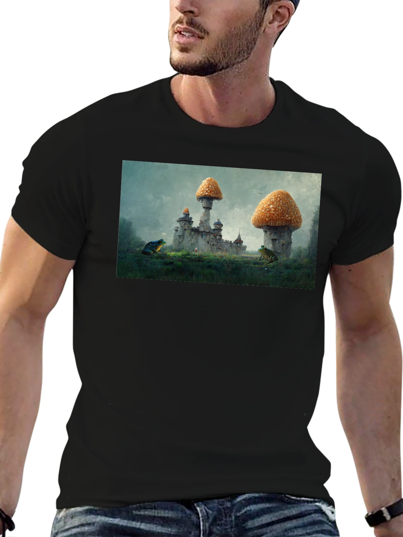 Black Mushroom Castle Black T-Shirt view 6