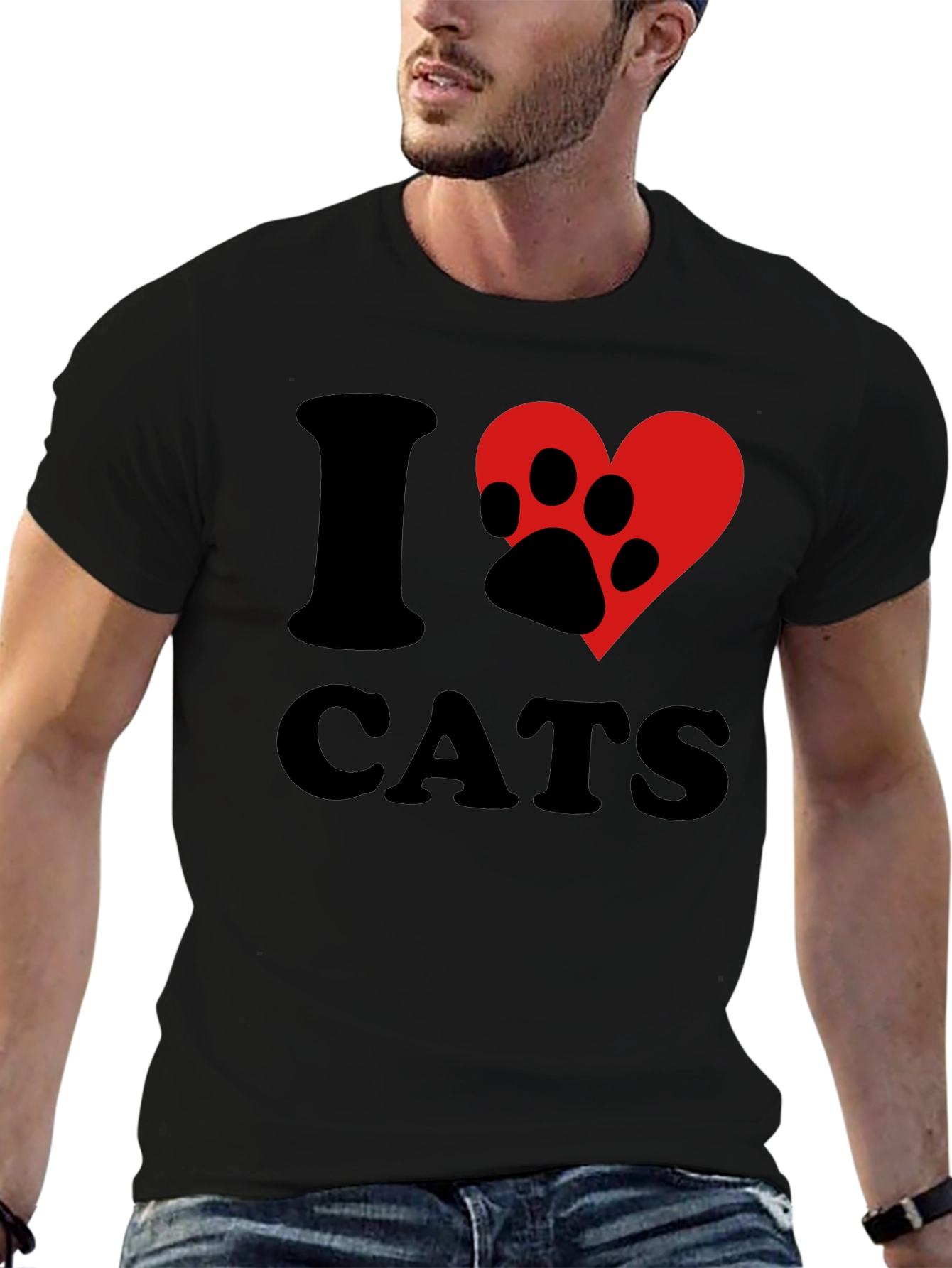 I Heart Cats T-Shirt - Black Cat Lover Tee - 6