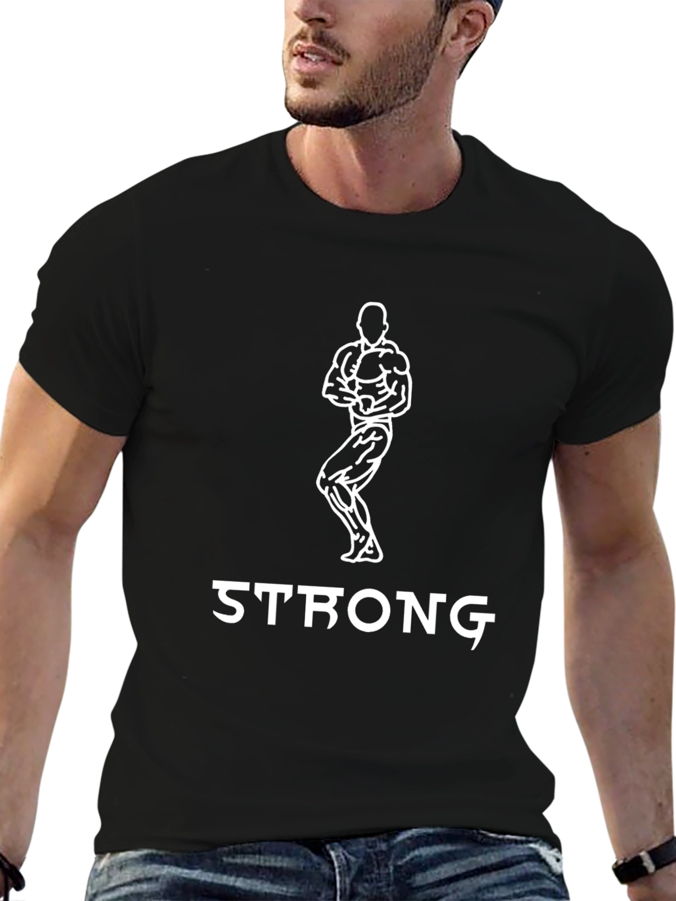 Black Strongman T-Shirt - Black Graphic Tee view 6