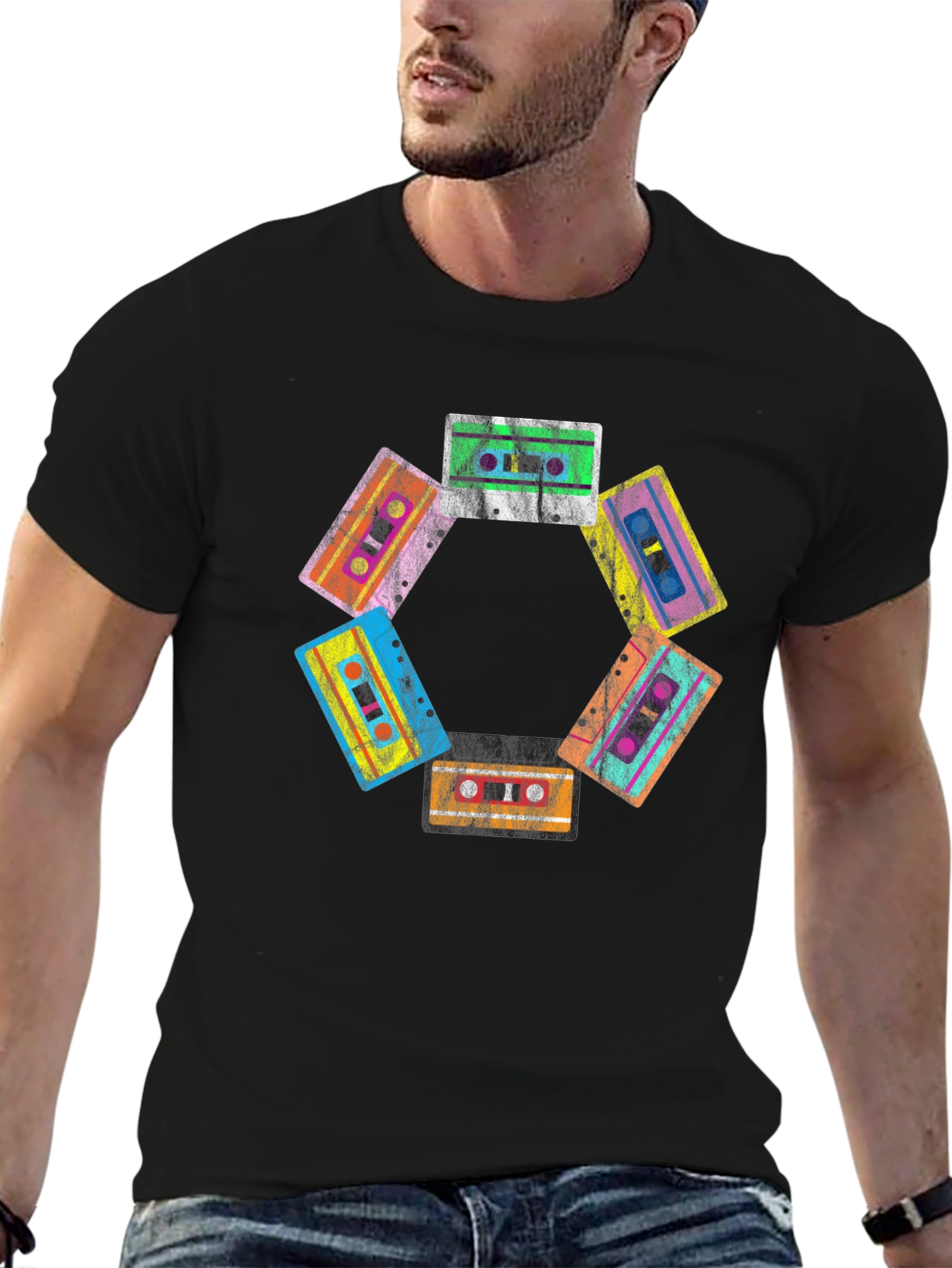 Black Retro Cassette Tape Graphic Tee view 6